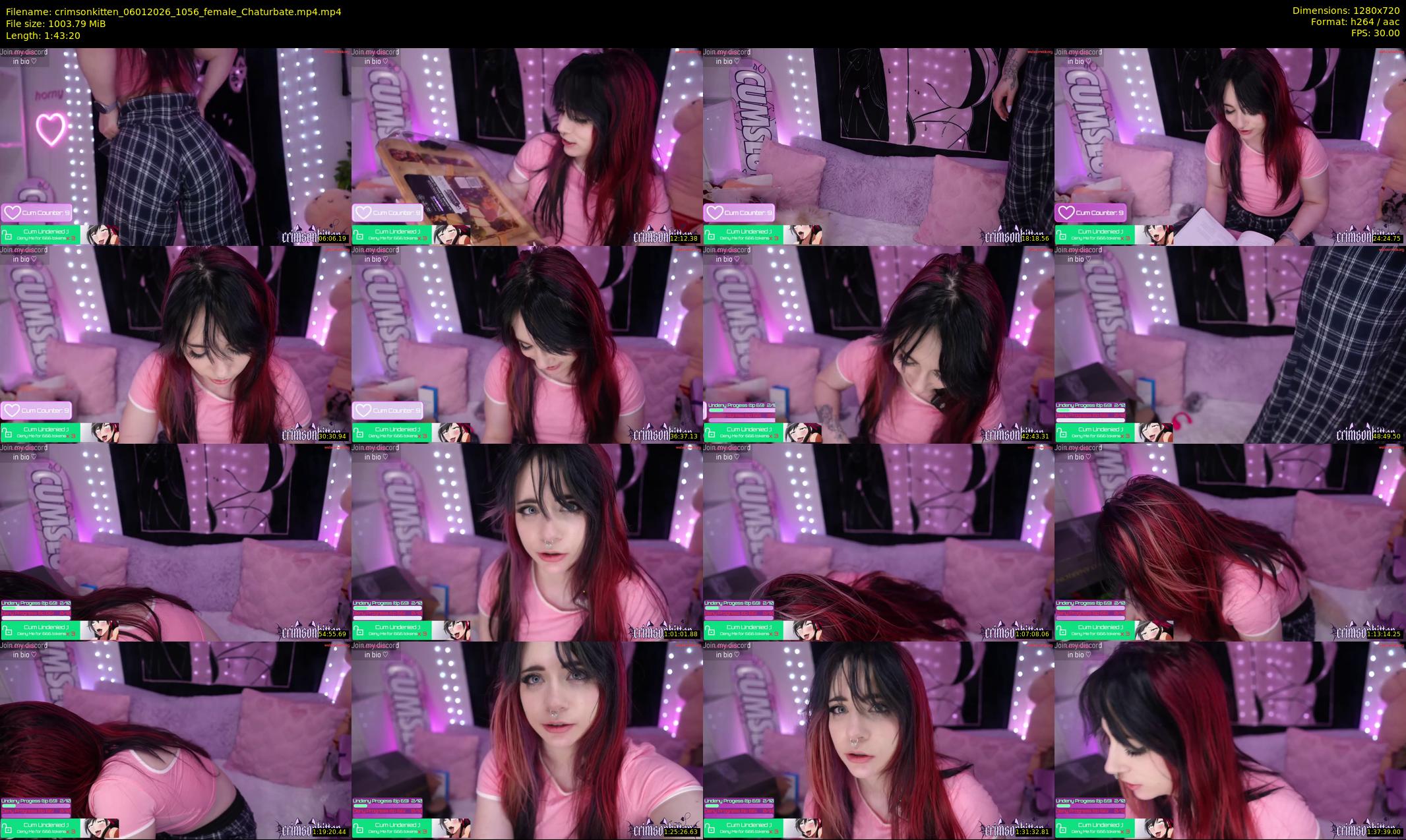 crimsonkitten — 104 minute Chaturbate female cam show recording, 720p, Jan 6, 2026