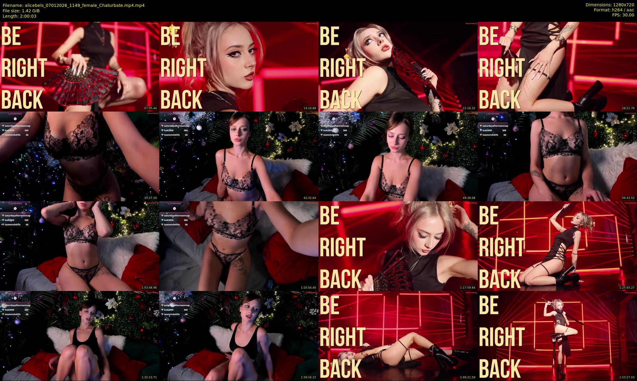 alicebels — 121 minute Chaturbate female cam show recording, 720p, Jan 7, 2026