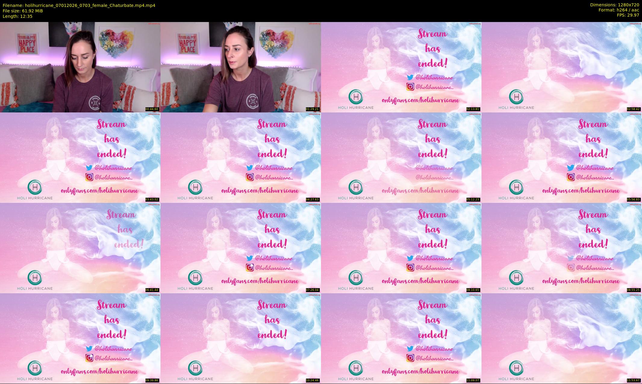holihurricane — 13 minute Chaturbate female cam show recording, 720p, Jan 7, 2026