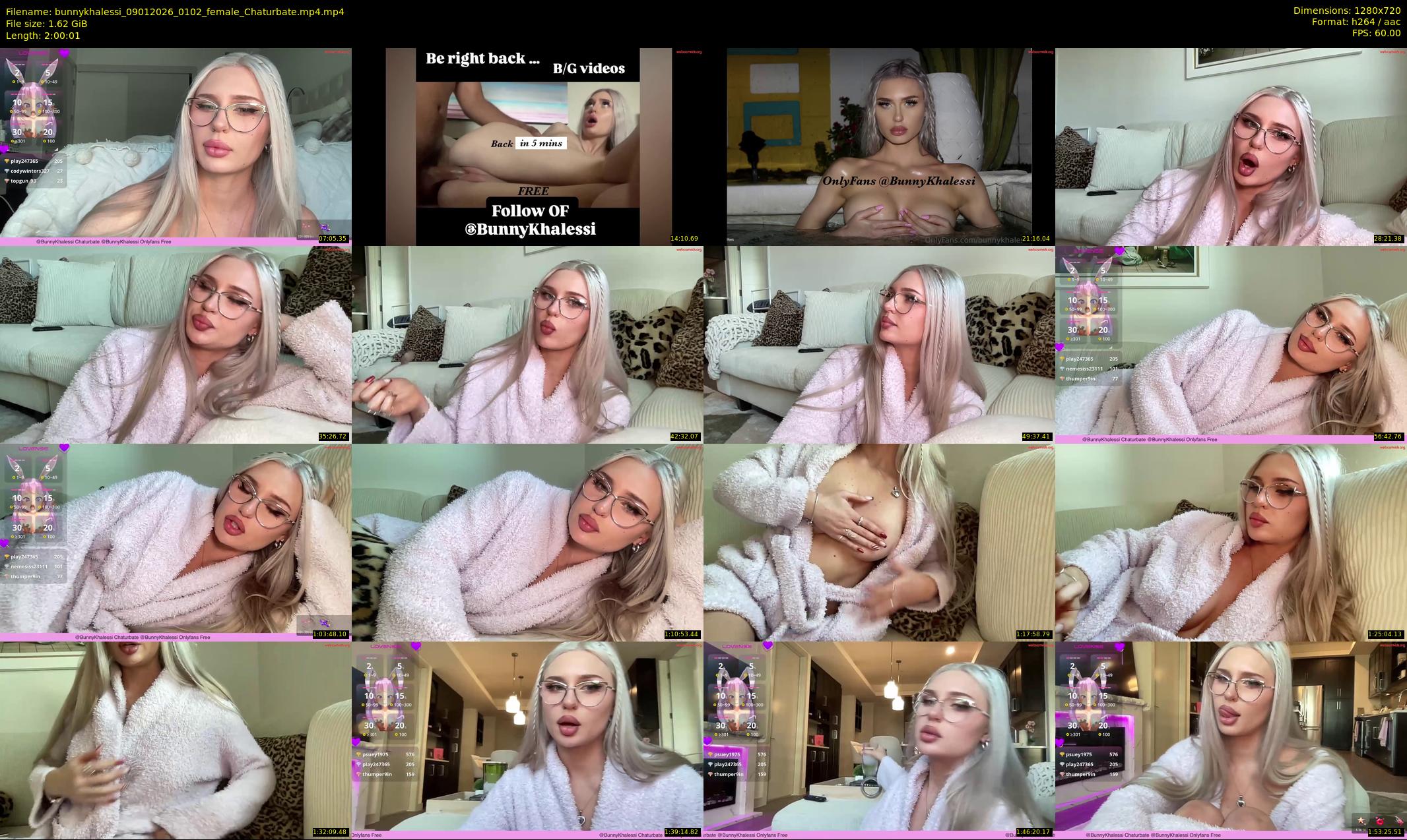 bunnykhalessi — 121 minute Chaturbate female cam show recording, 720p, Jan 9, 2026
