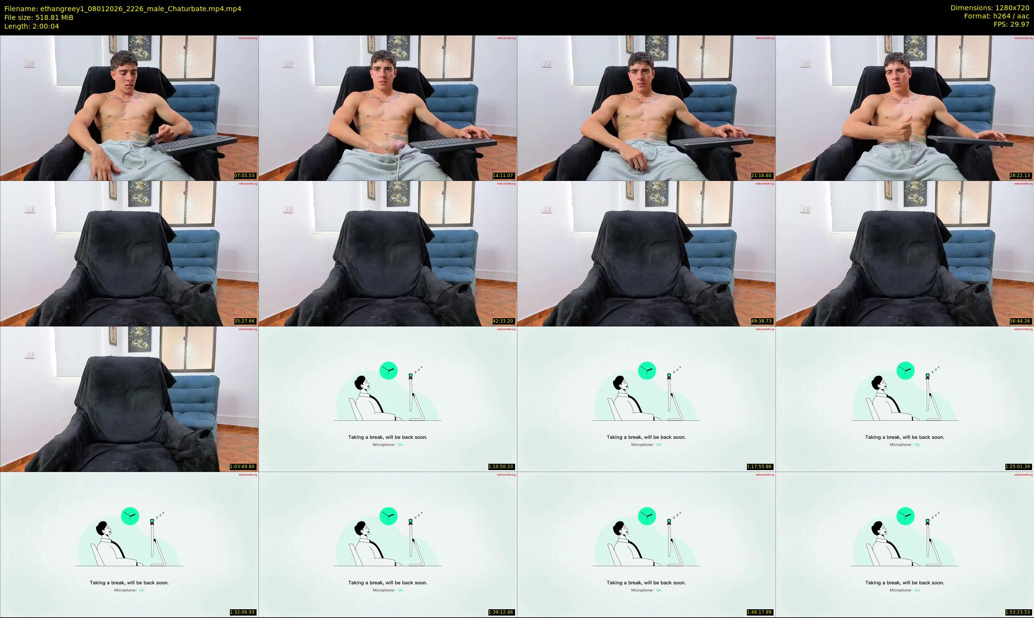 ethangreey1 — 121 minute Chaturbate male cam show recording, 720p, Jan 8, 2026