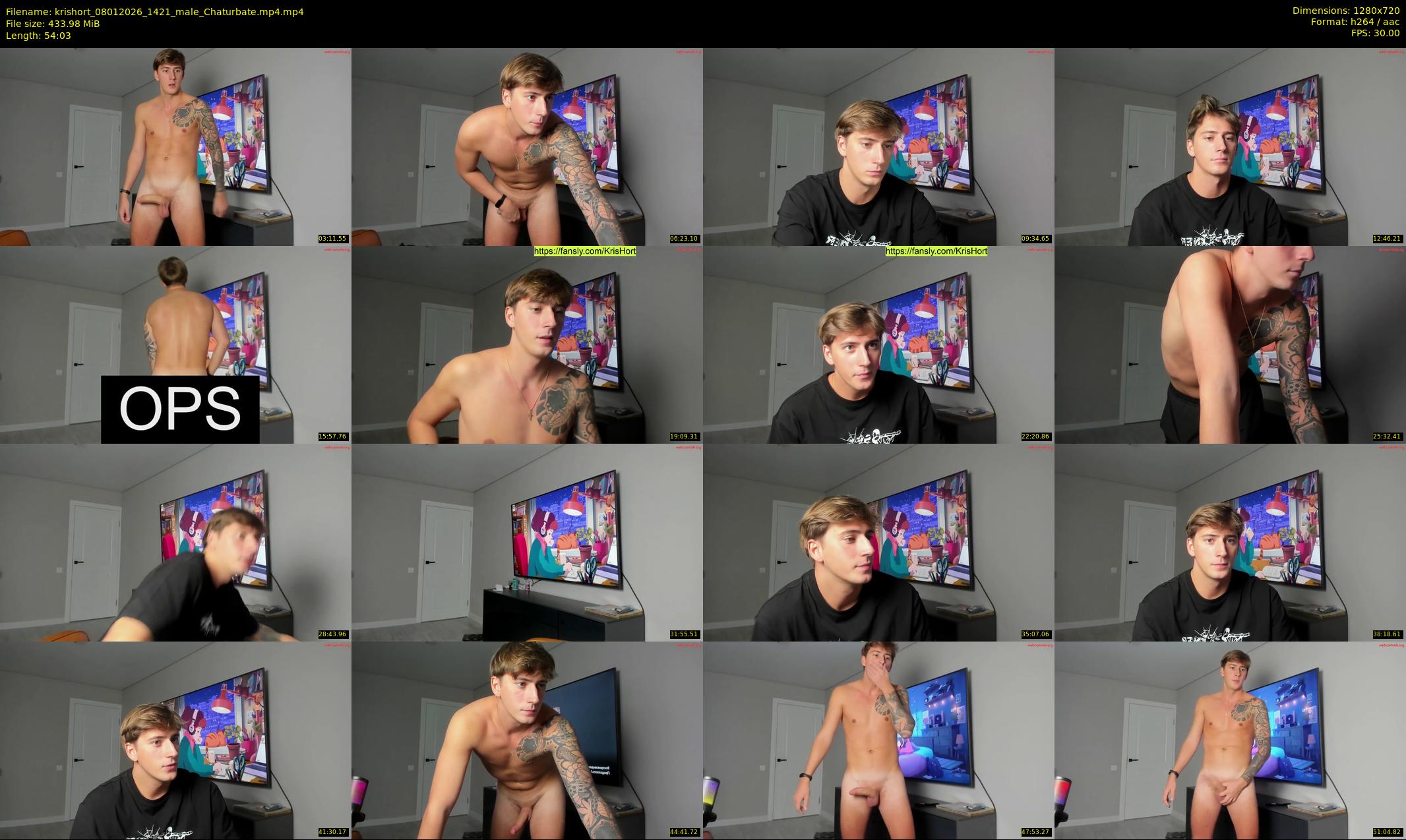krishort — 55 minute Chaturbate male cam show recording, 720p, Jan 8, 2026
