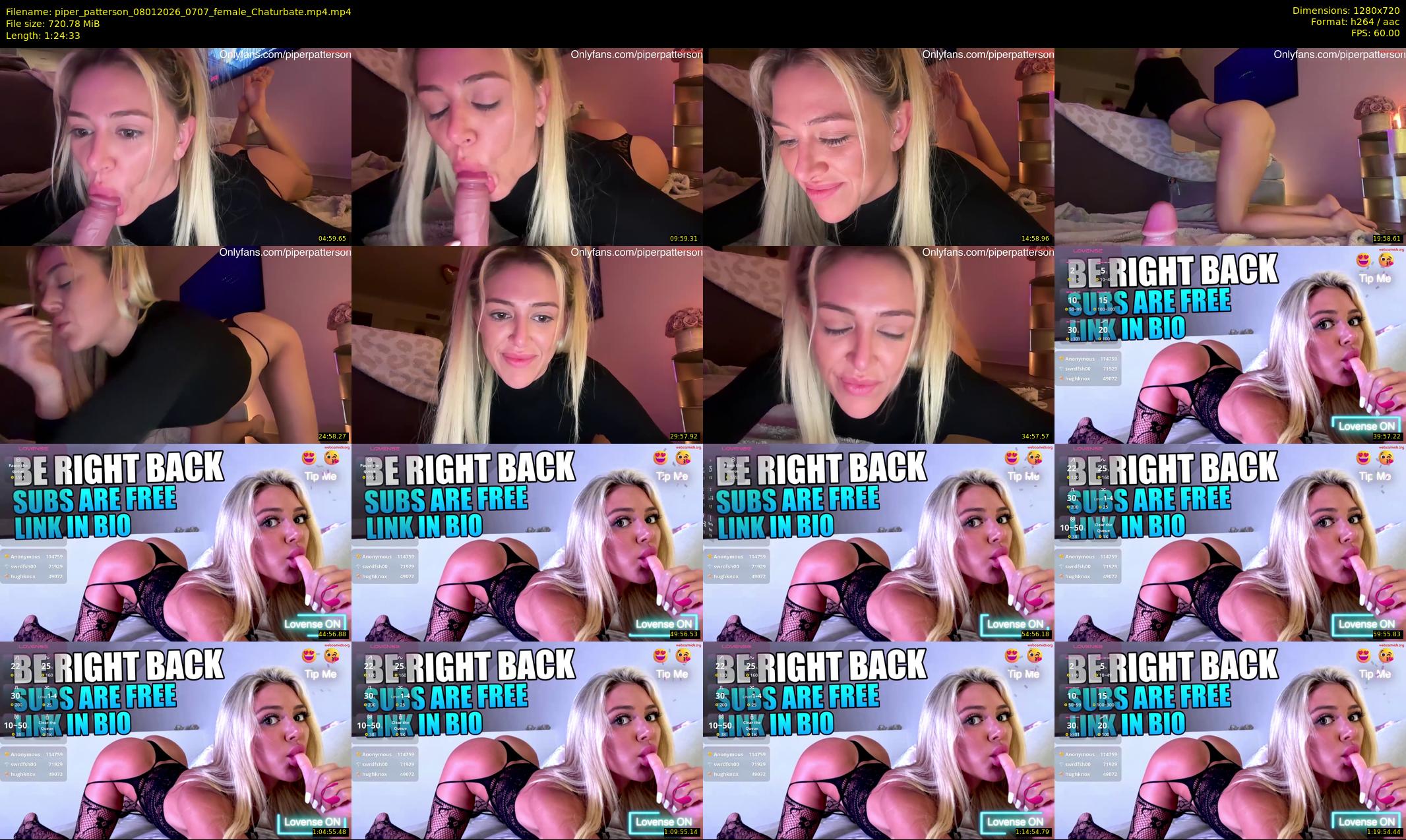 piper_patterson — 85 minute Chaturbate female cam show recording, 720p, Jan 8, 2026