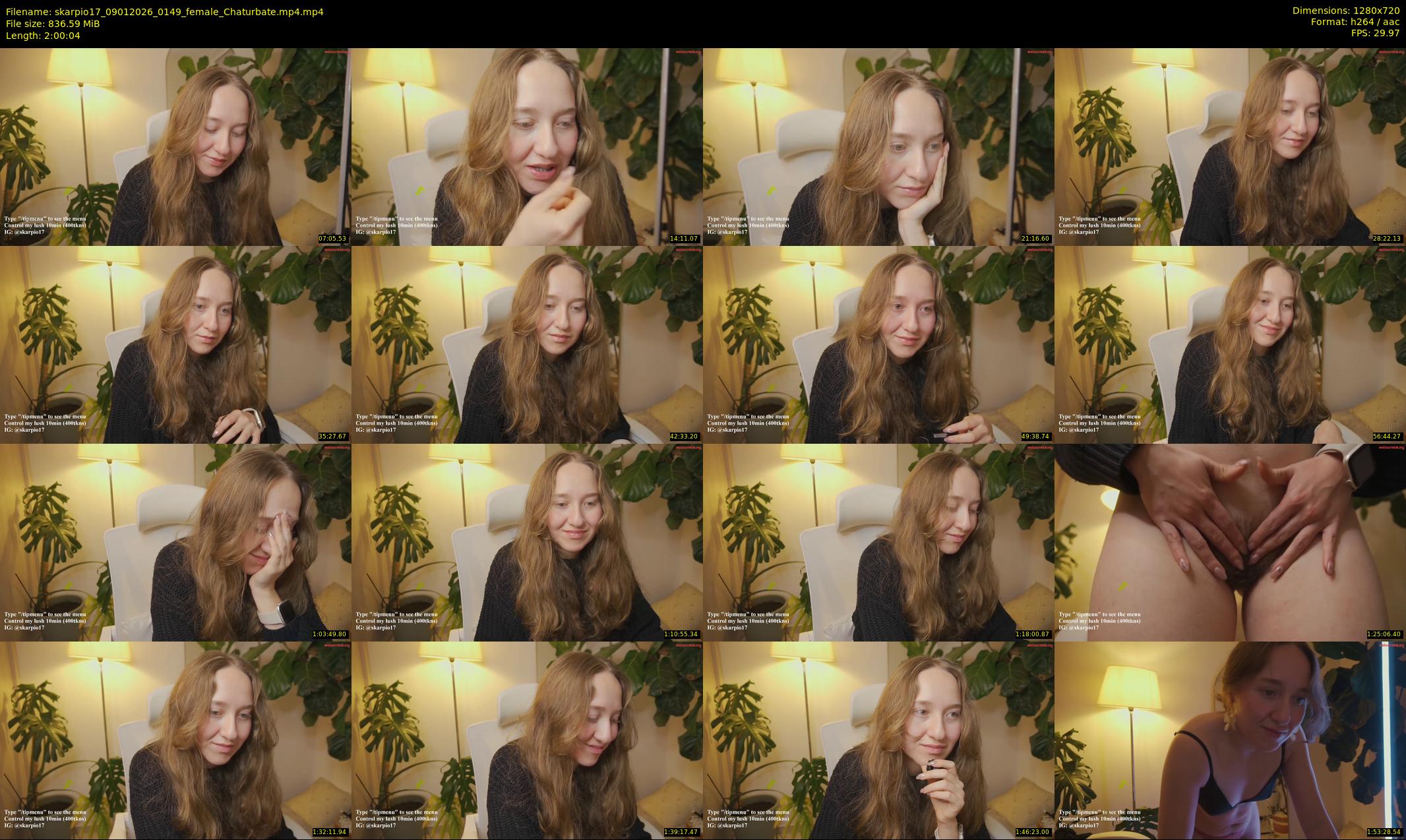 skarpio17 — 121 minute Chaturbate female cam show recording, 720p, Jan 9, 2026