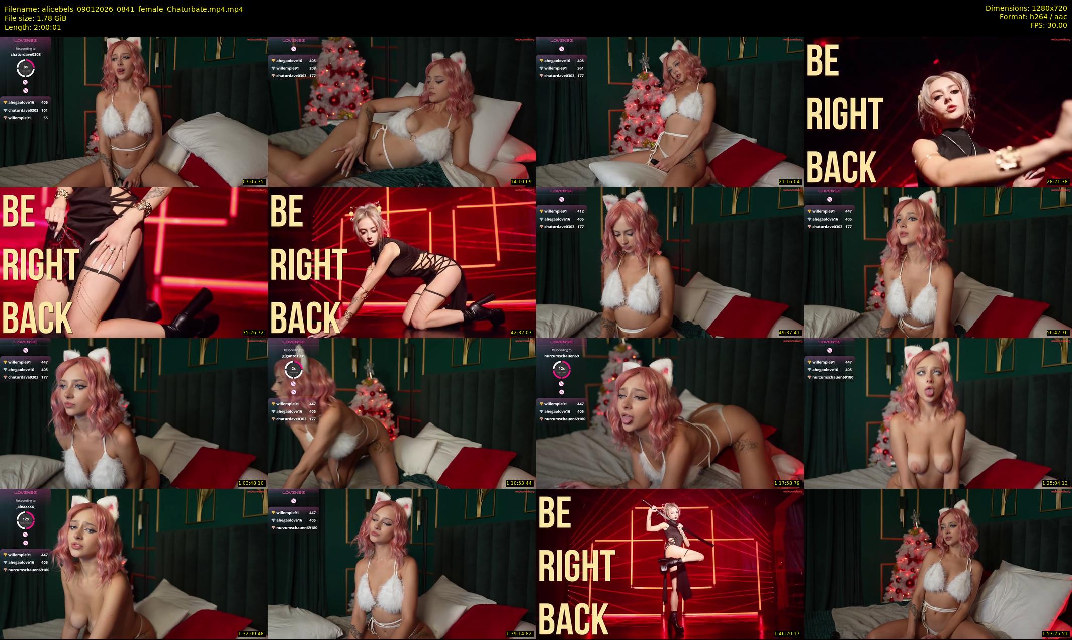 alicebels — 121 minute Chaturbate female cam show recording, 720p, Jan 9, 2026