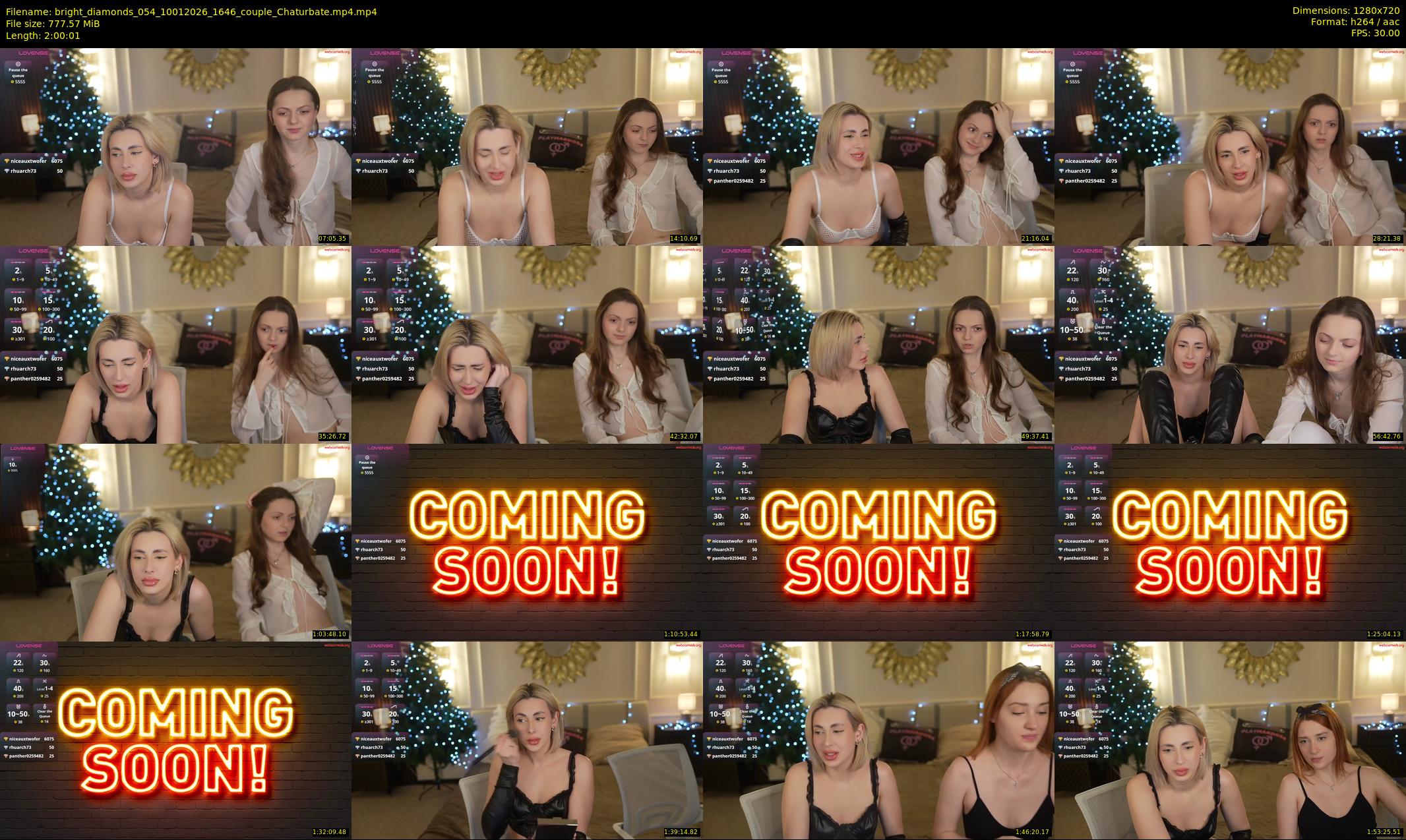 bright_diamonds_054 — 121 minute Chaturbate couple cam show recording, 720p, Jan 10, 2026