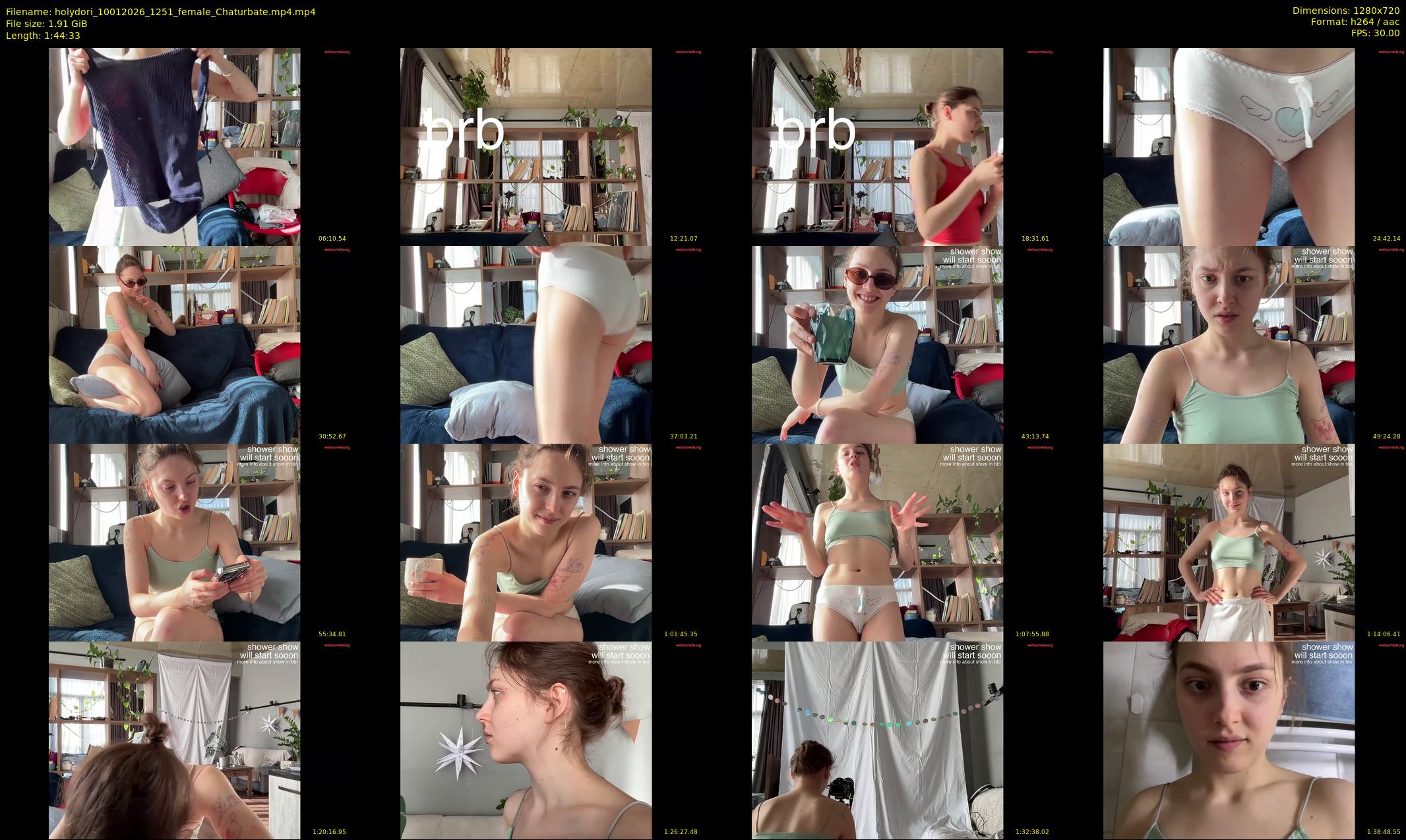 holydori — 105 minute Chaturbate female cam show recording, 720p, Jan 10, 2026