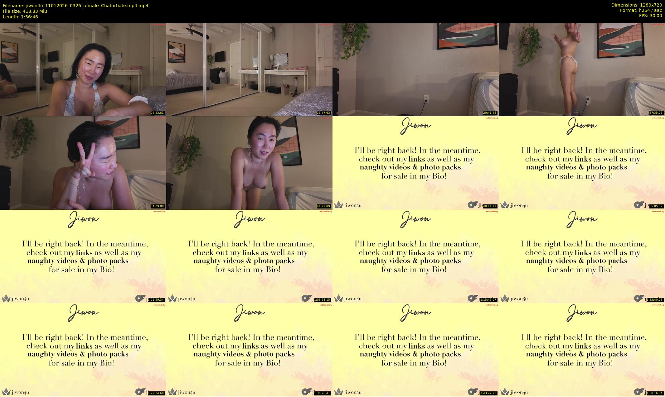 jiwon4u — 117 minute Chaturbate female cam show recording, 720p, Jan 11, 2026