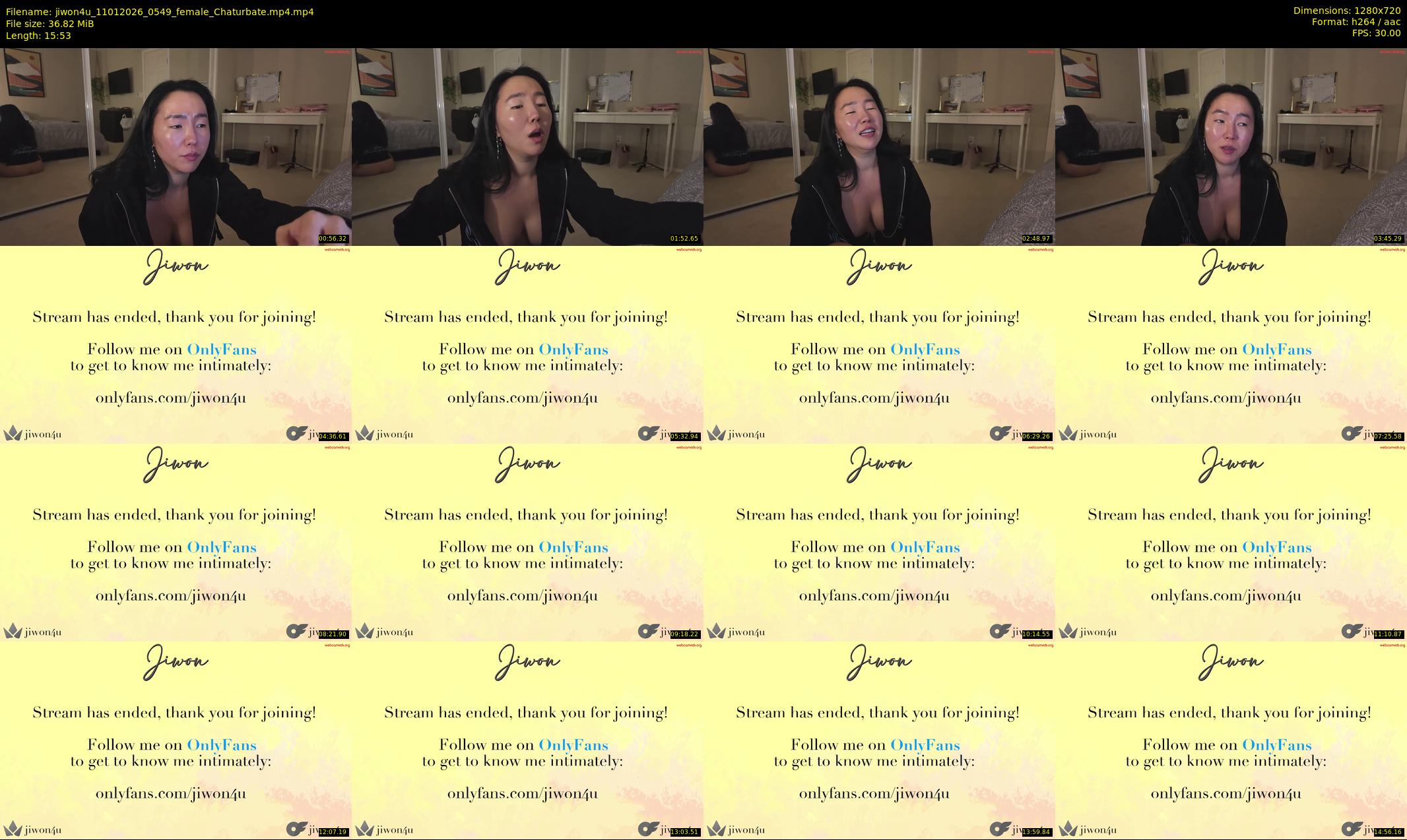 jiwon4u — 16 minute Chaturbate female cam show recording, 720p, Jan 11, 2026