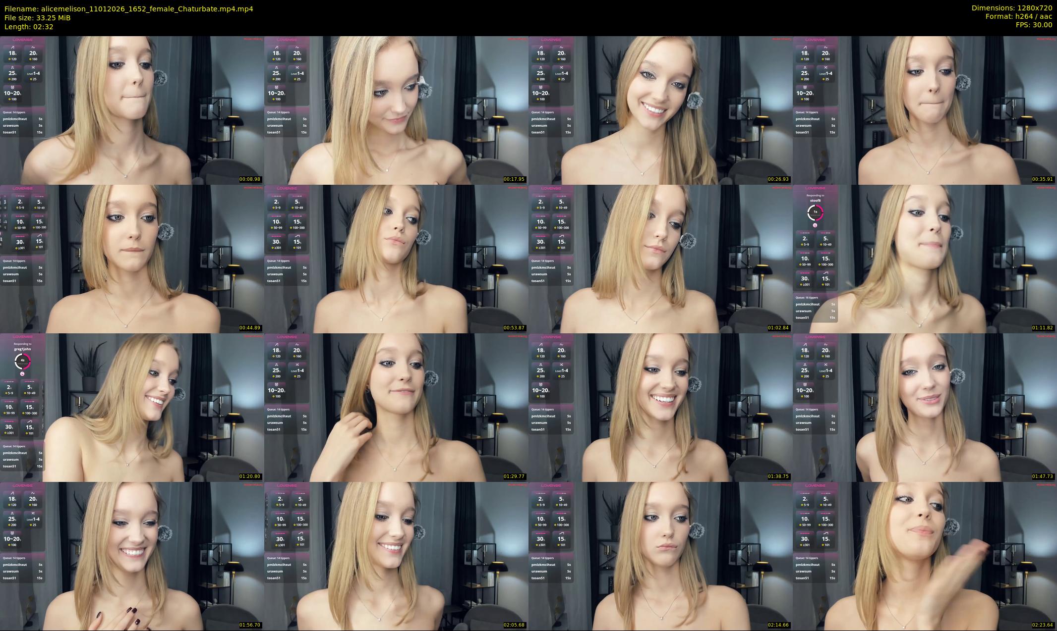 alicemelison — 3 minute Chaturbate female cam show recording, 720p, Jan 11, 2026