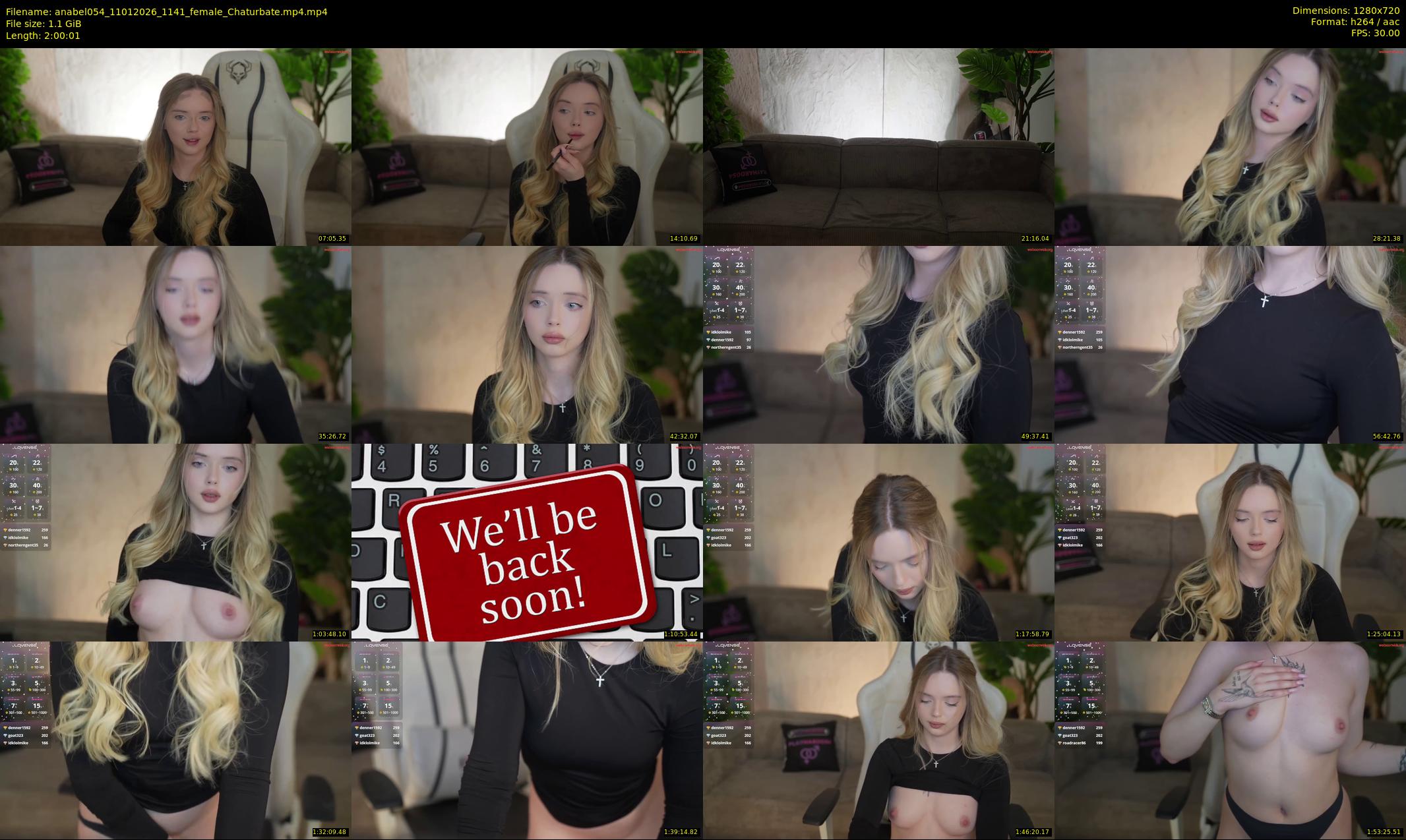 anabel054 — 121 minute Chaturbate female cam show recording, 720p, Jan 11, 2026