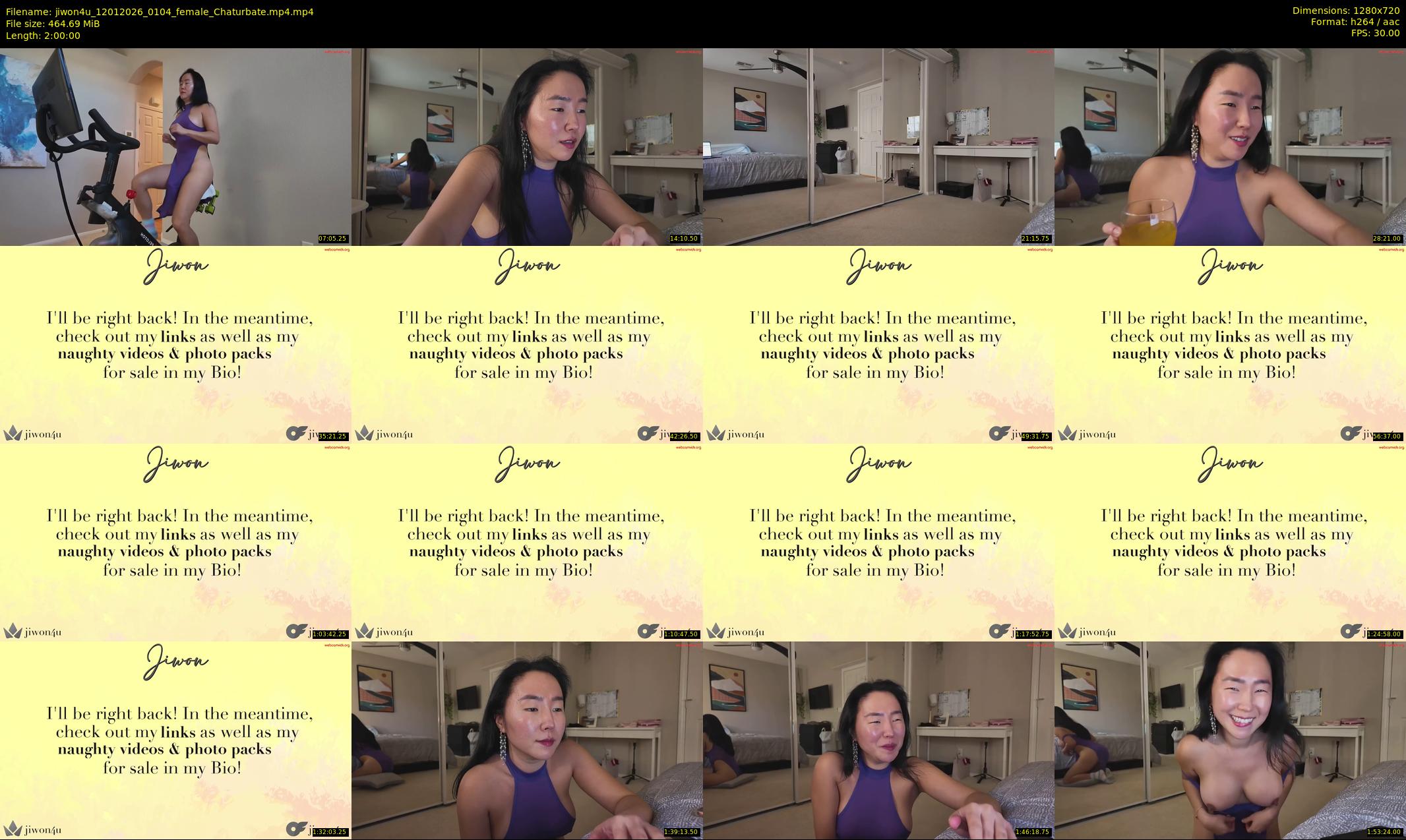 jiwon4u — 120 minute Chaturbate female cam show recording, 720p, Jan 12, 2026