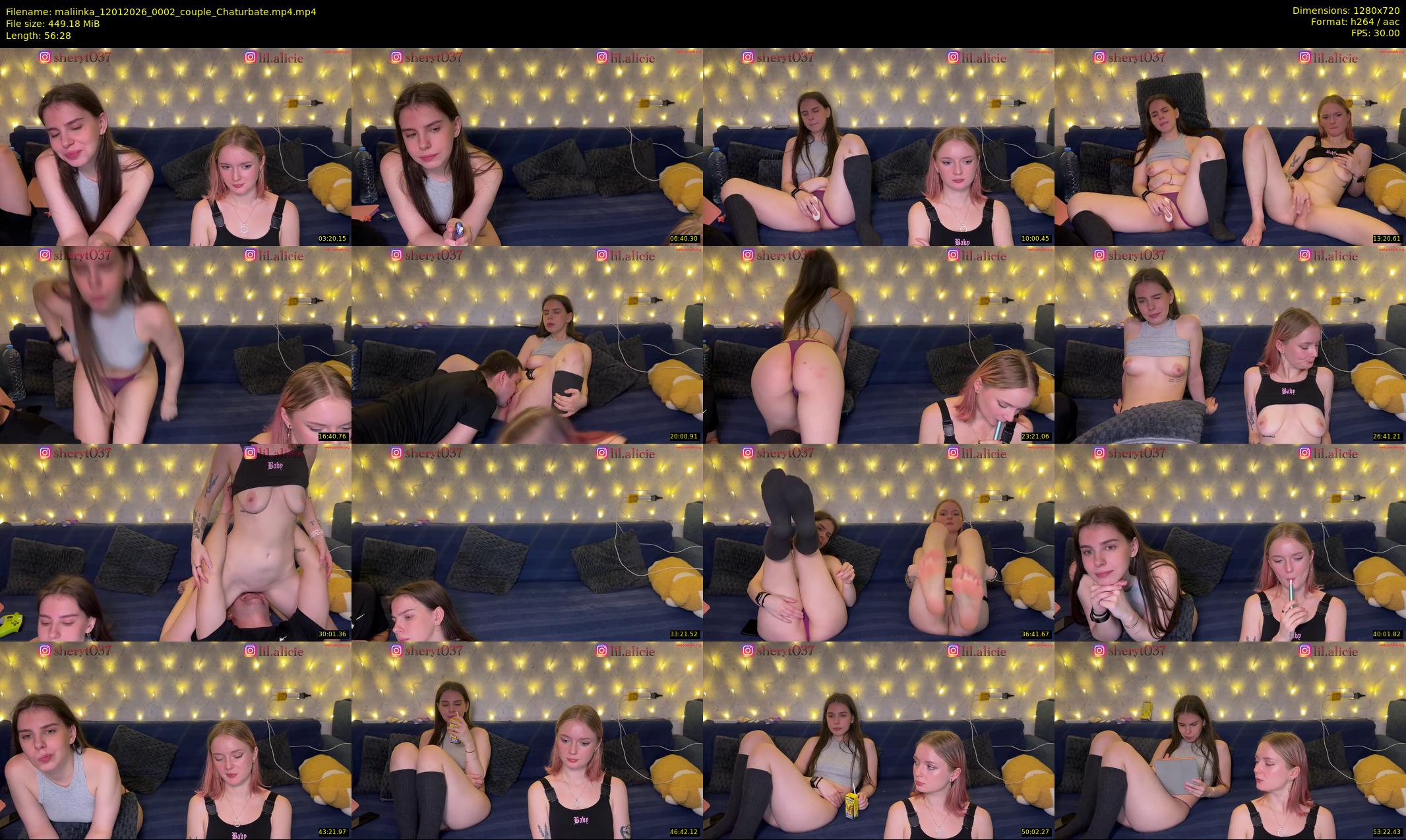 maliinka — 57 minute Chaturbate couple cam show recording, 720p, Jan 12, 2026