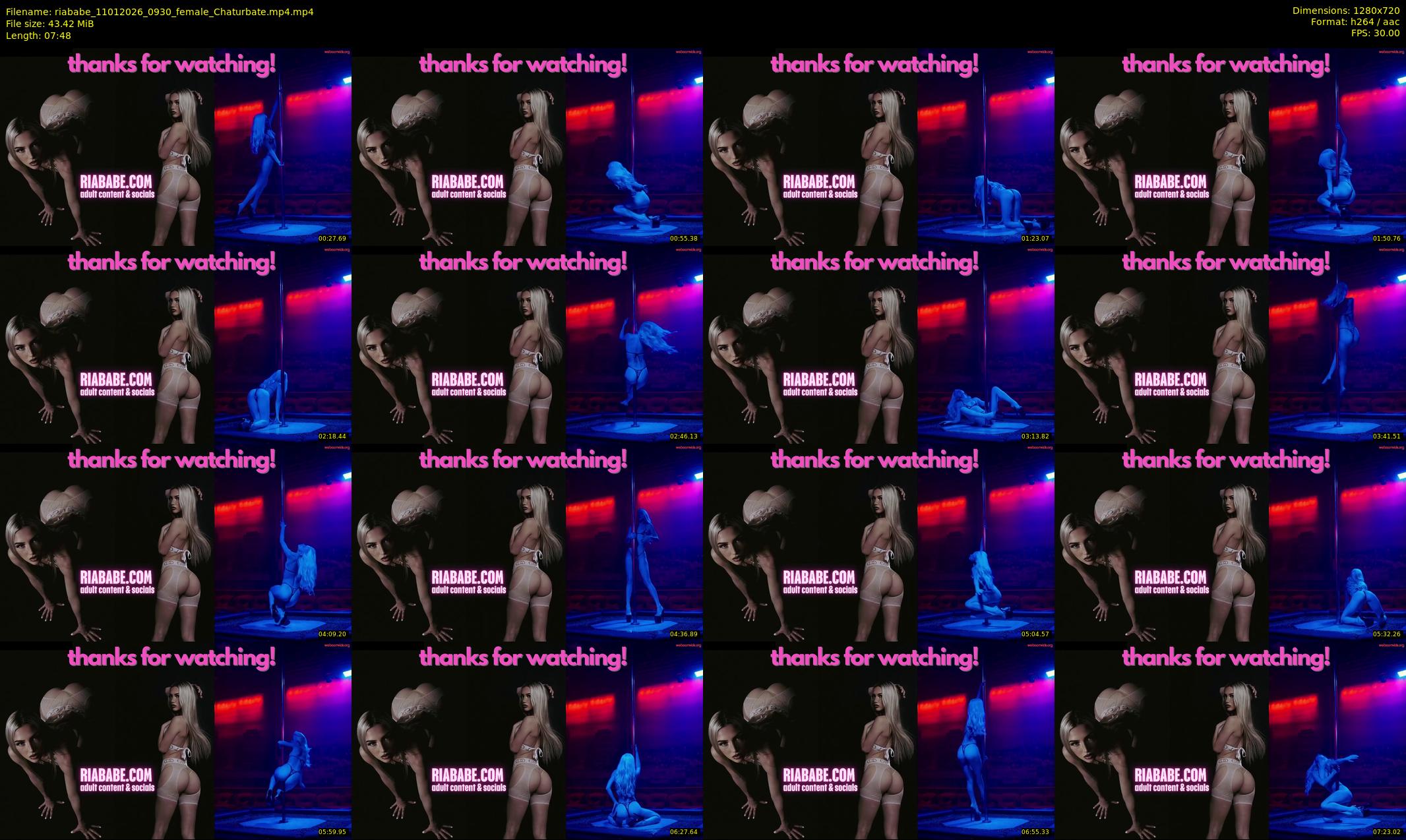 riababe — 8 minute Chaturbate female cam show recording, 720p, Jan 11, 2026