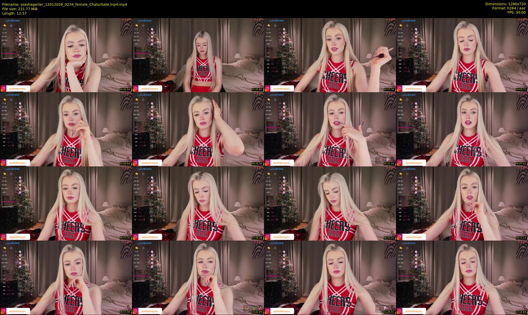 ssashagarter — 13 minute Chaturbate female cam show recording, 720p, Jan 12, 2026