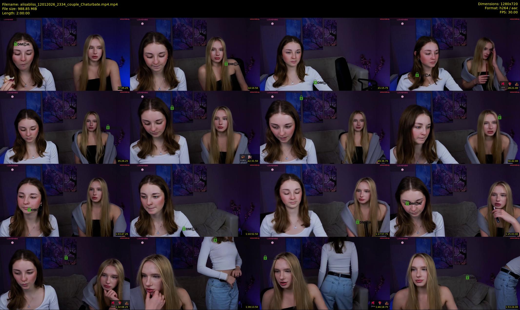 alisabliss — 120 minute Chaturbate female cam show recording, 720p, Jan 12, 2026
