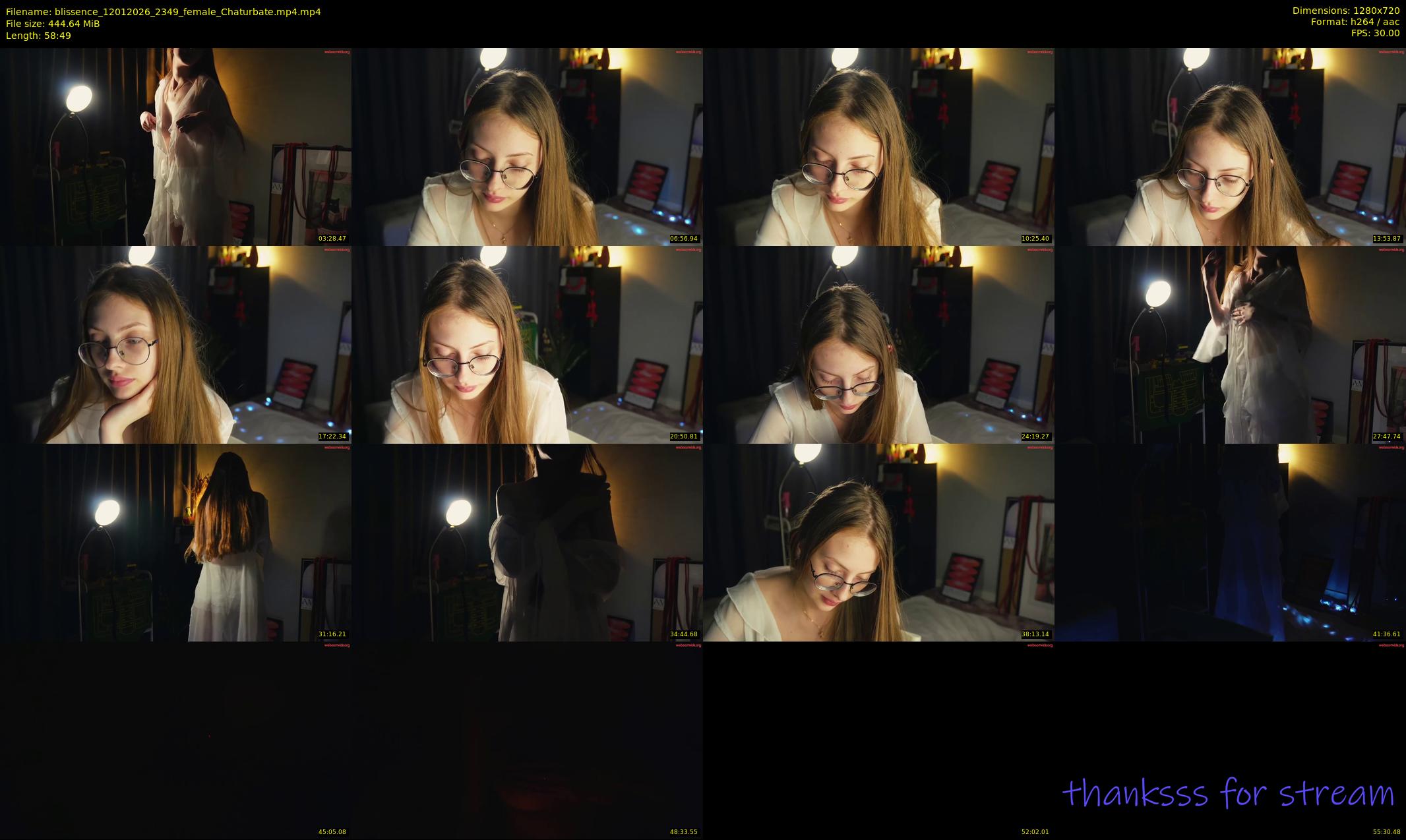 blissence — 59 minute Chaturbate female cam show recording, 720p, Jan 12, 2026