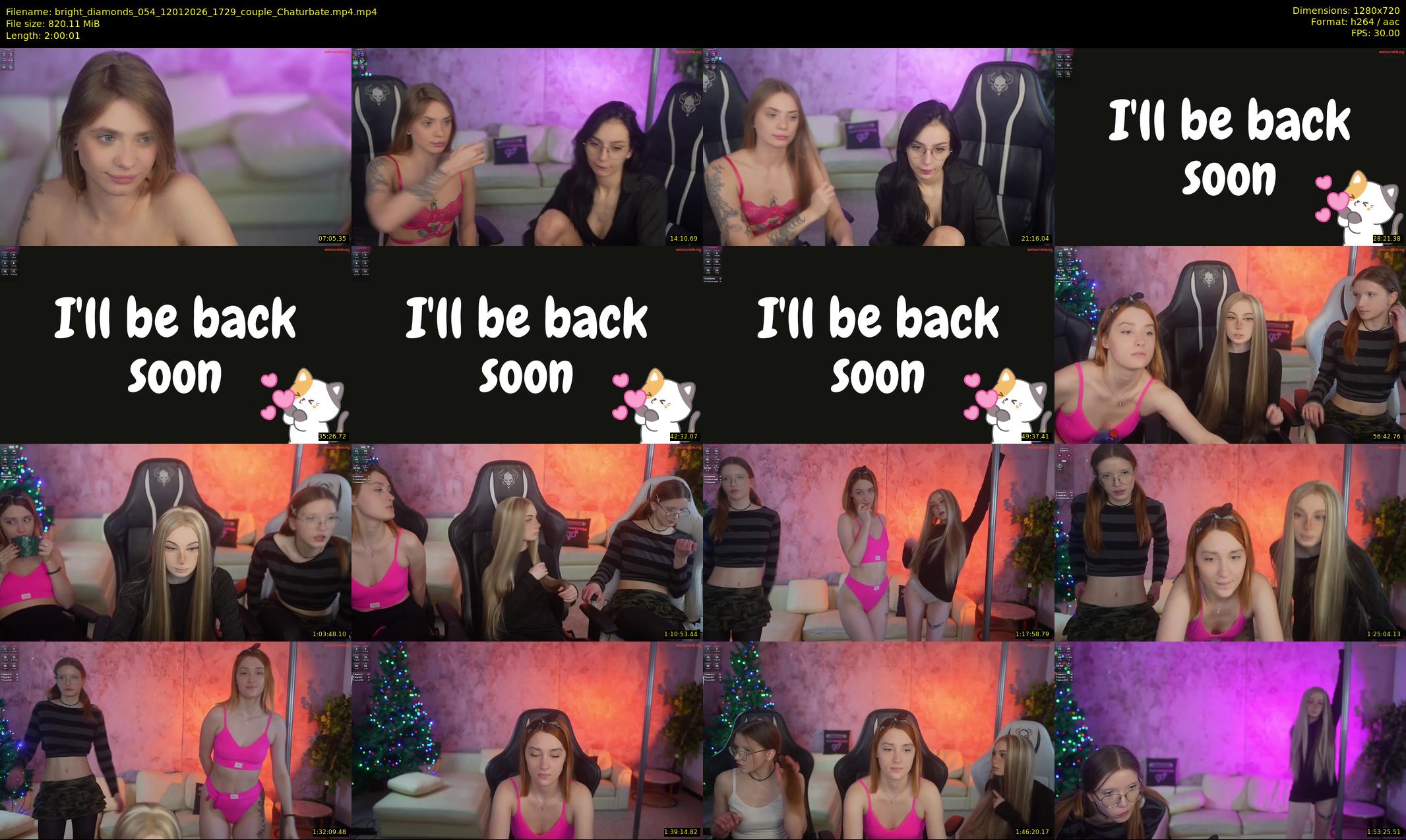 bright_diamonds_054 — 121 minute Chaturbate couple cam show recording, 720p, Jan 12, 2026