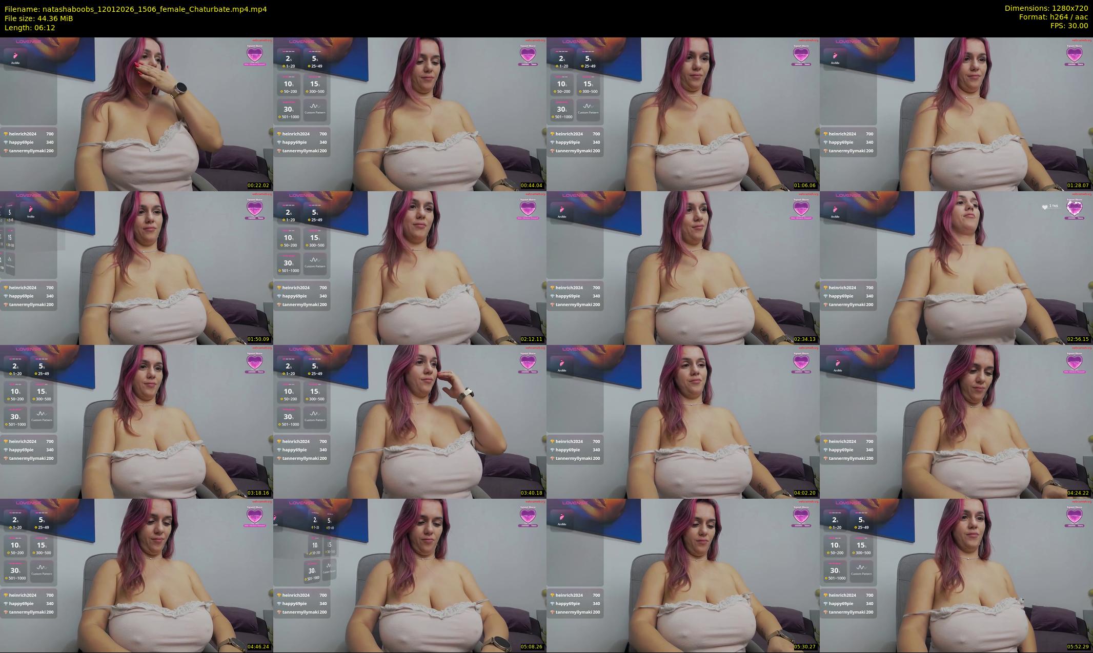 natashaboobs — 7 minute Chaturbate female cam show recording, 720p, Jan 12, 2026