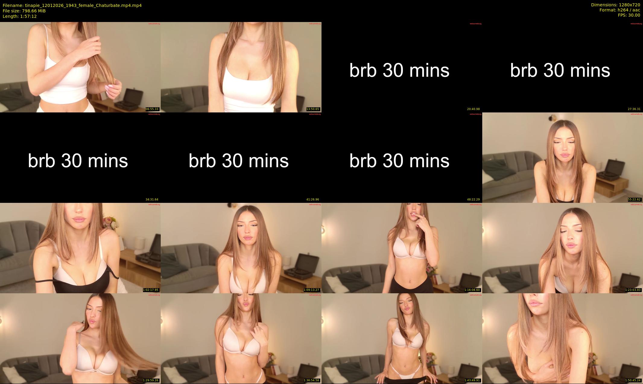 tinapie — 118 minute Chaturbate female cam show recording, 720p, Jan 12, 2026