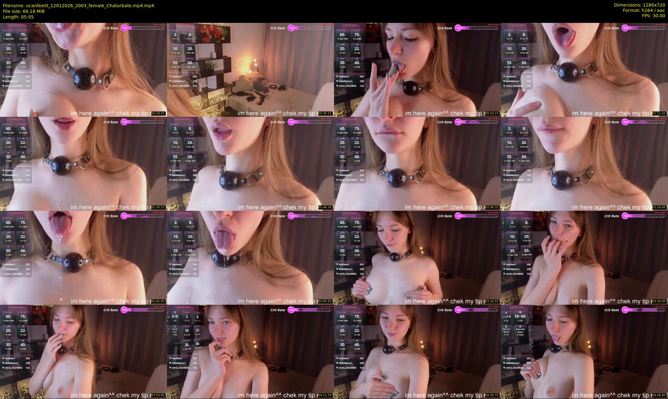ucanfeelit — 6 minute Chaturbate female cam show recording, 720p, Jan 12, 2026