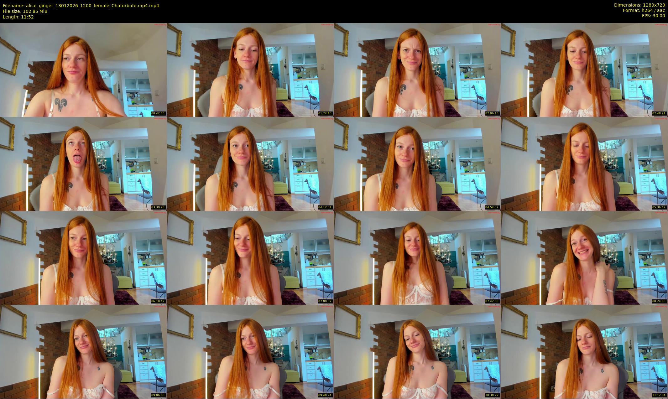 alice_ginger — 12 minute Chaturbate female cam show recording, 720p, Jan 13, 2026
