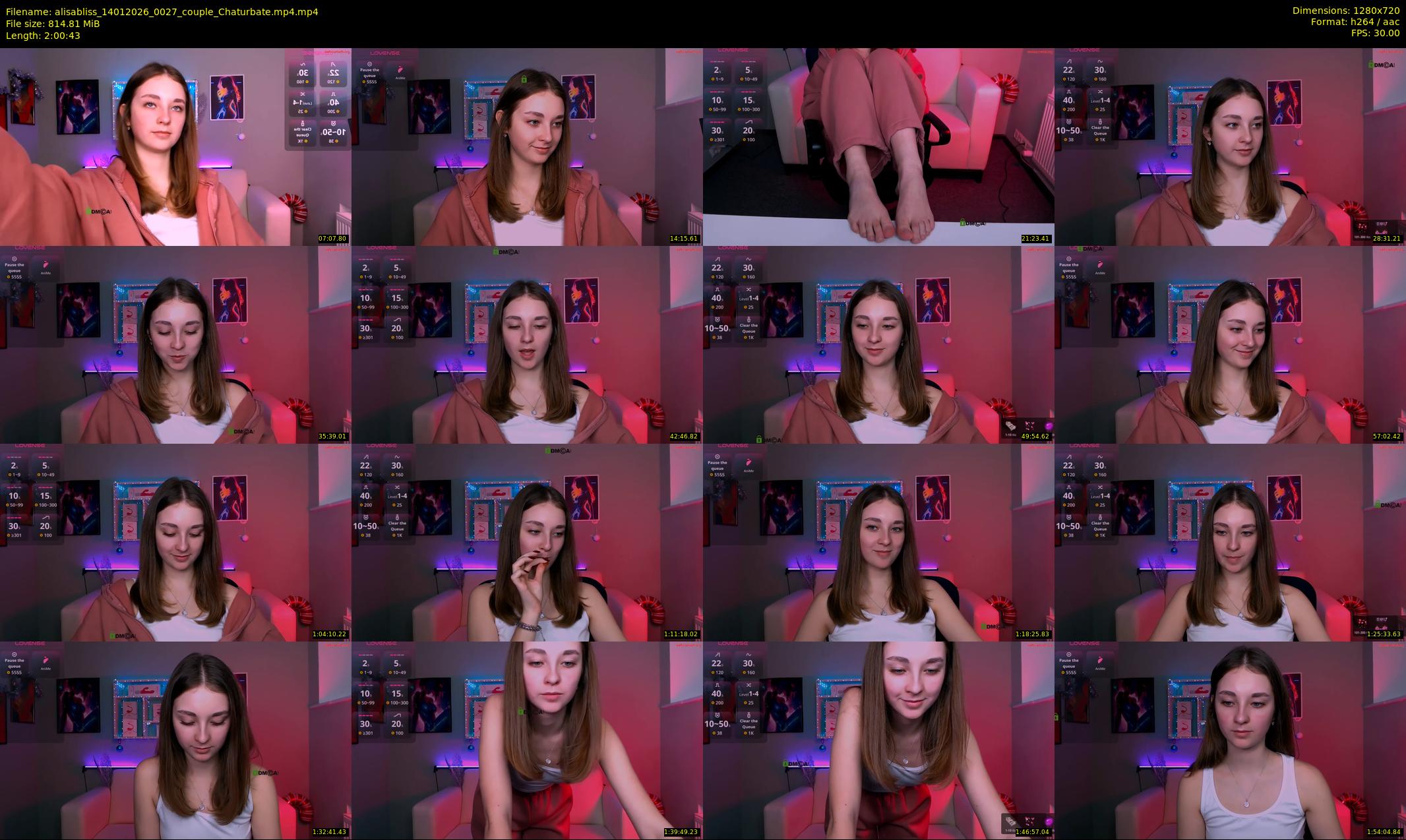alisabliss — 121 minute Chaturbate female cam show recording, 720p, Jan 14, 2026