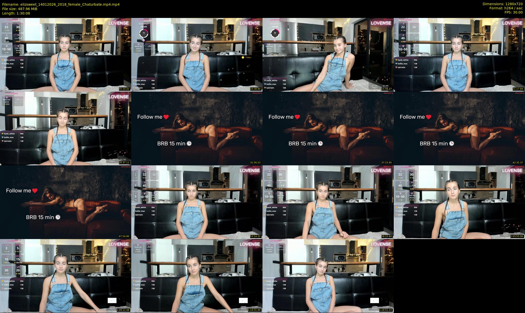 elizsweet — 91 minute Chaturbate female cam show recording, 720p, Jan 14, 2026