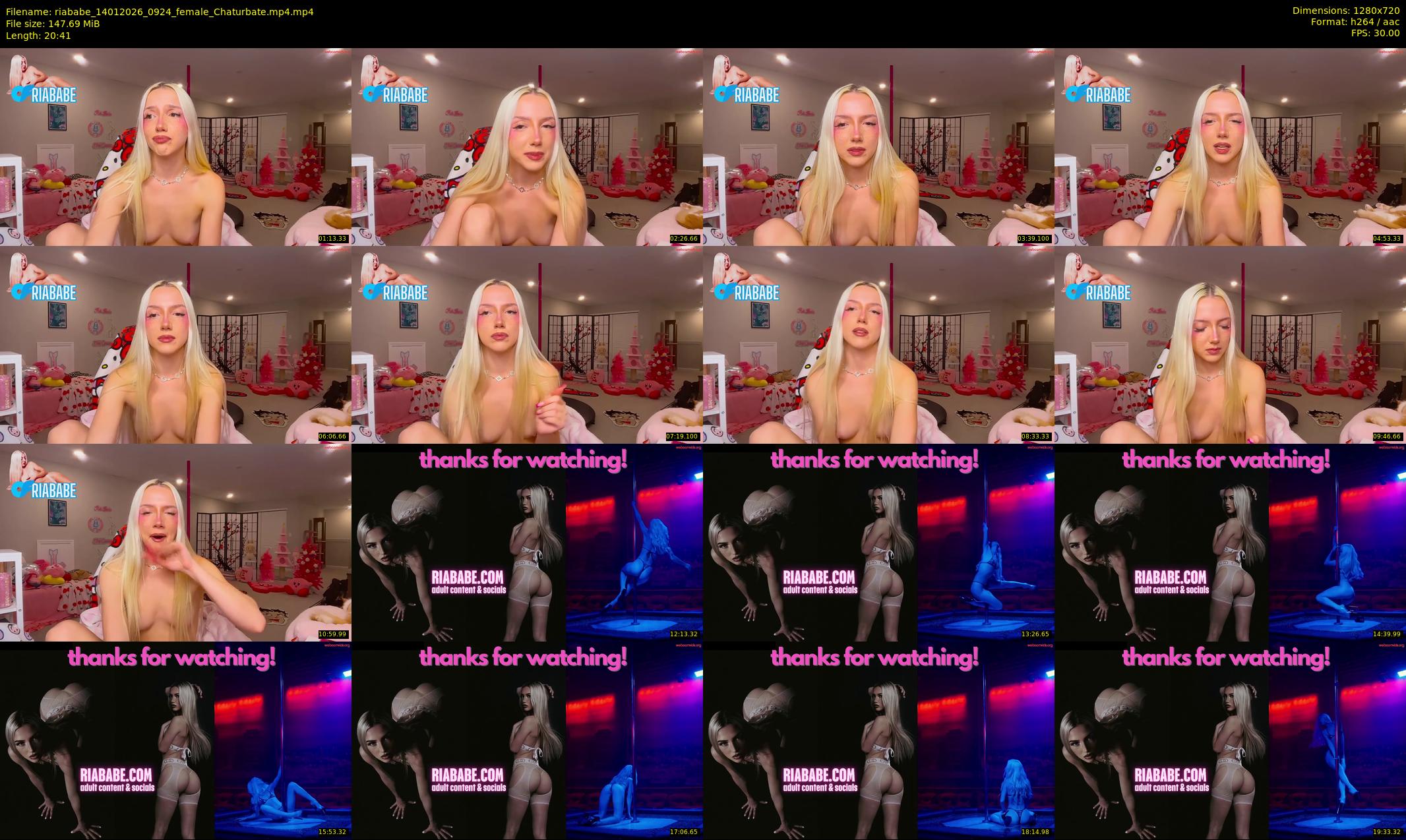 riababe — 21 minute Chaturbate female cam show recording, 720p, Jan 14, 2026