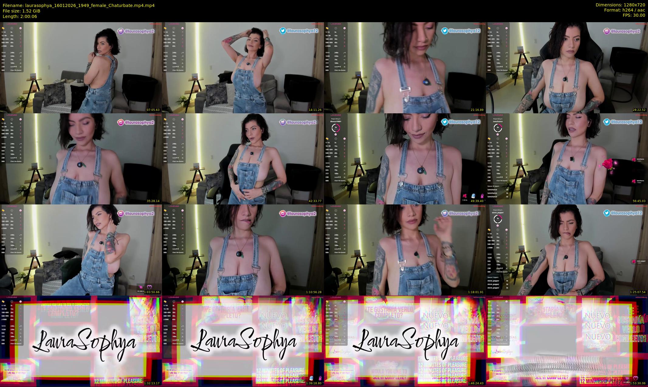 laurasophya — 121 minute Chaturbate female cam show recording, 720p, Jan 16, 2026