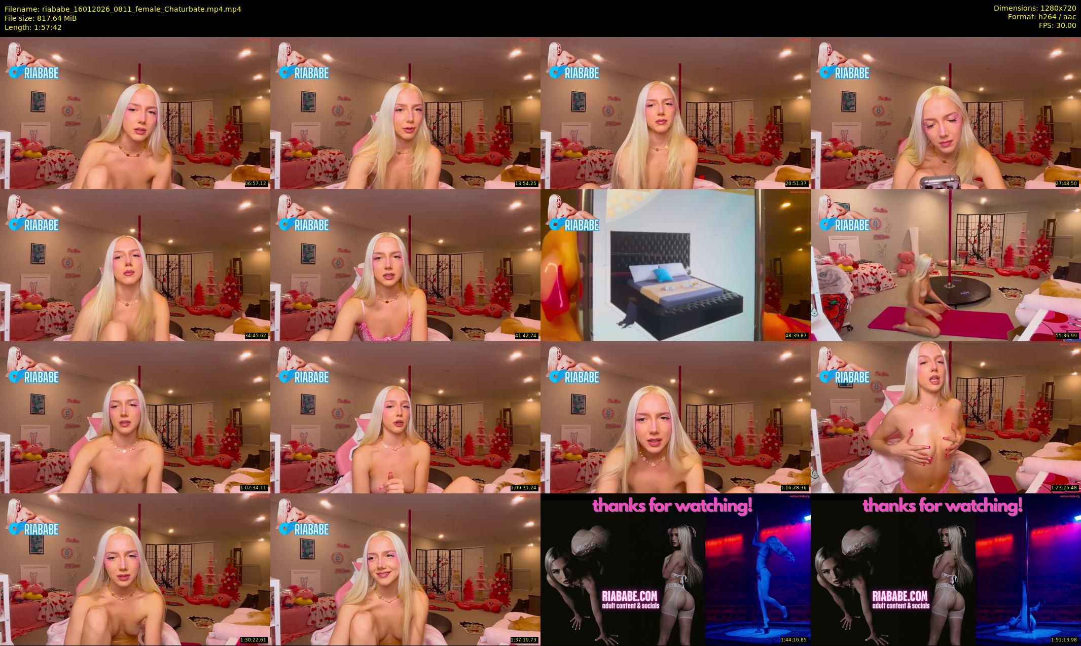 riababe — 118 minute Chaturbate female cam show recording, 720p, Jan 16, 2026