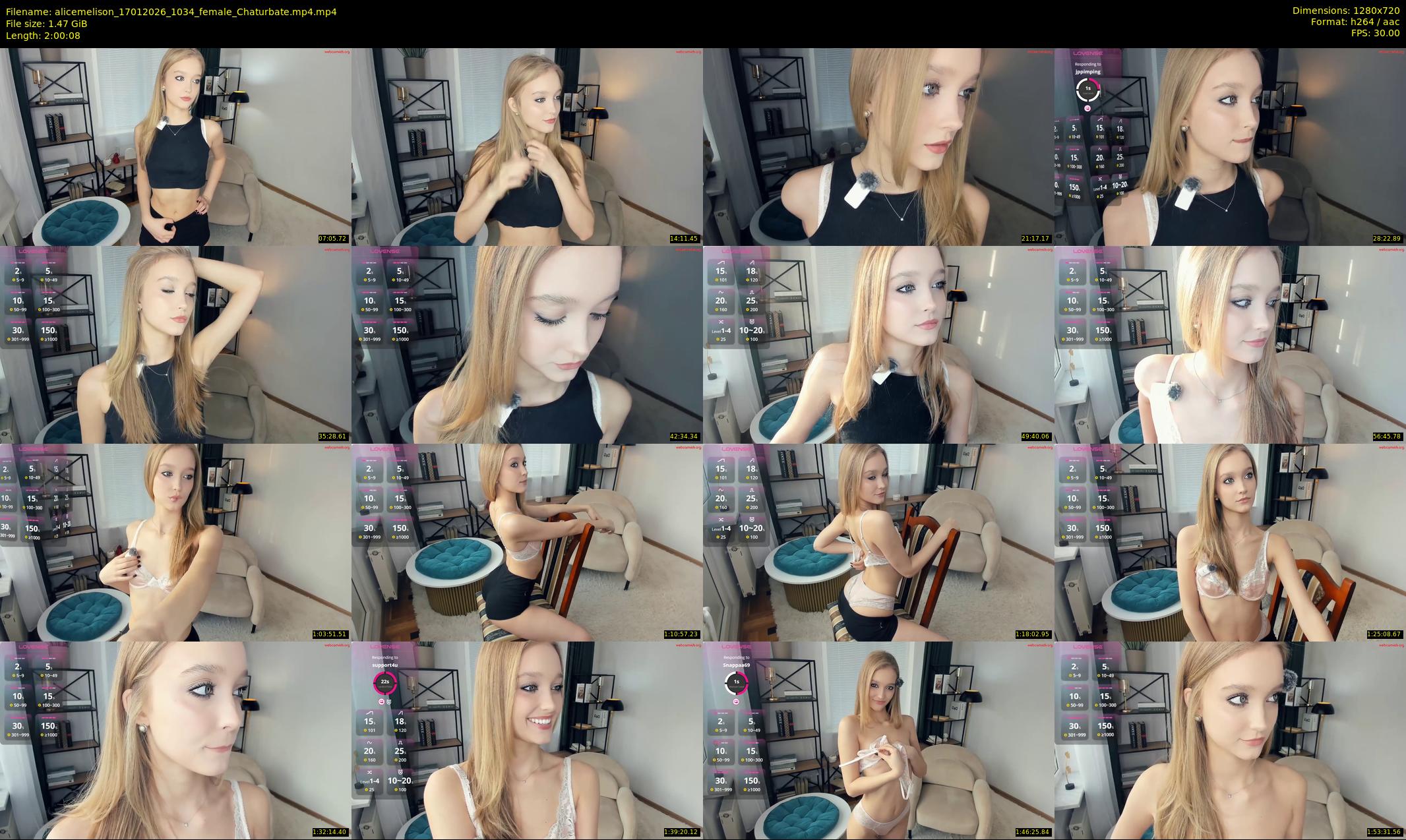 alicemelison — 121 minute Chaturbate female cam show recording, 720p, Jan 17, 2026