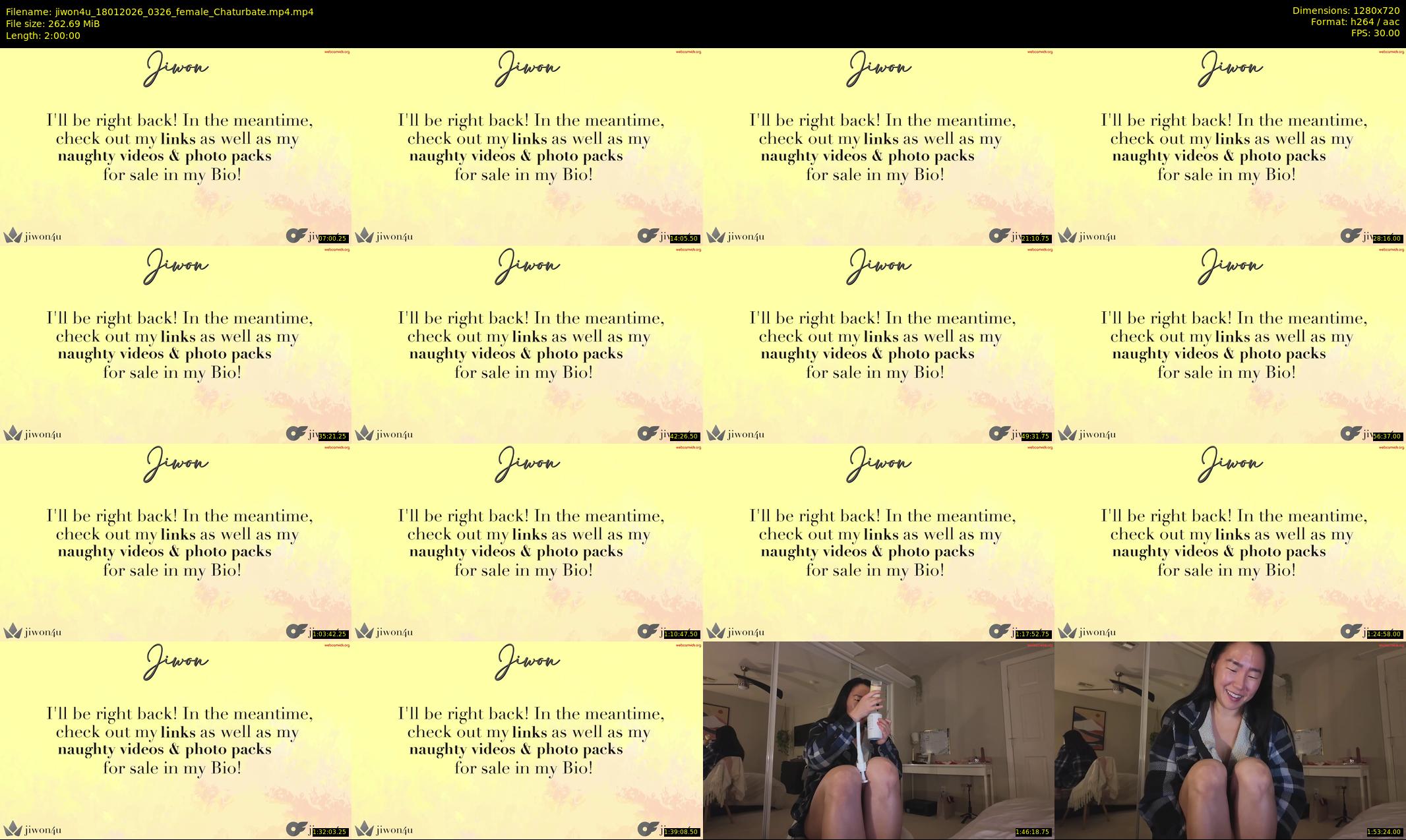 jiwon4u — 120 minute Chaturbate female cam show recording, 720p, Jan 18, 2026