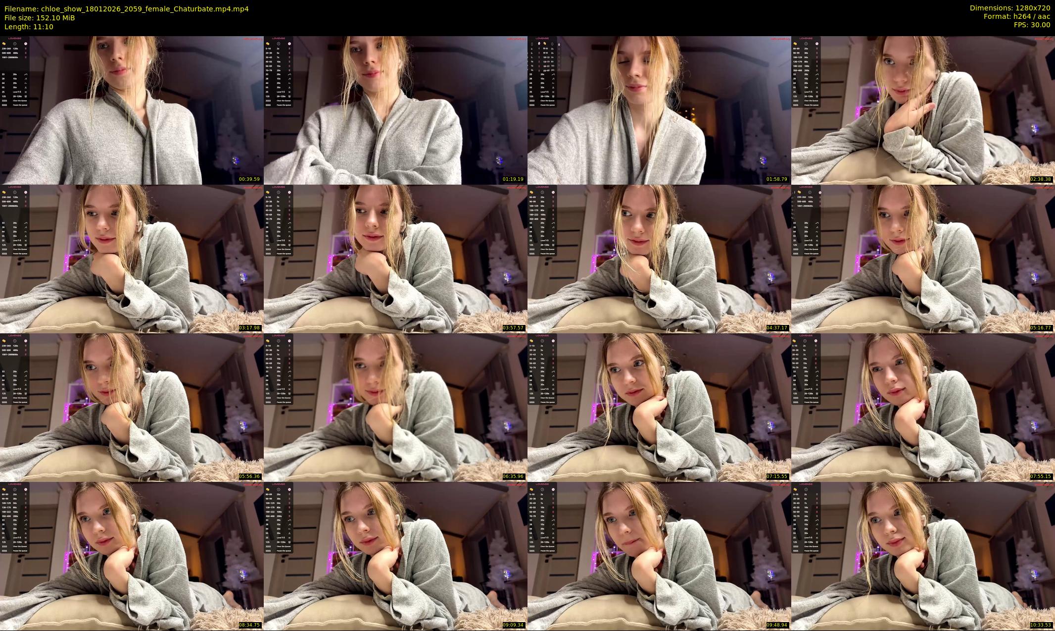 chloe_show — 12 minute Chaturbate female cam show recording, 720p, Jan 18, 2026