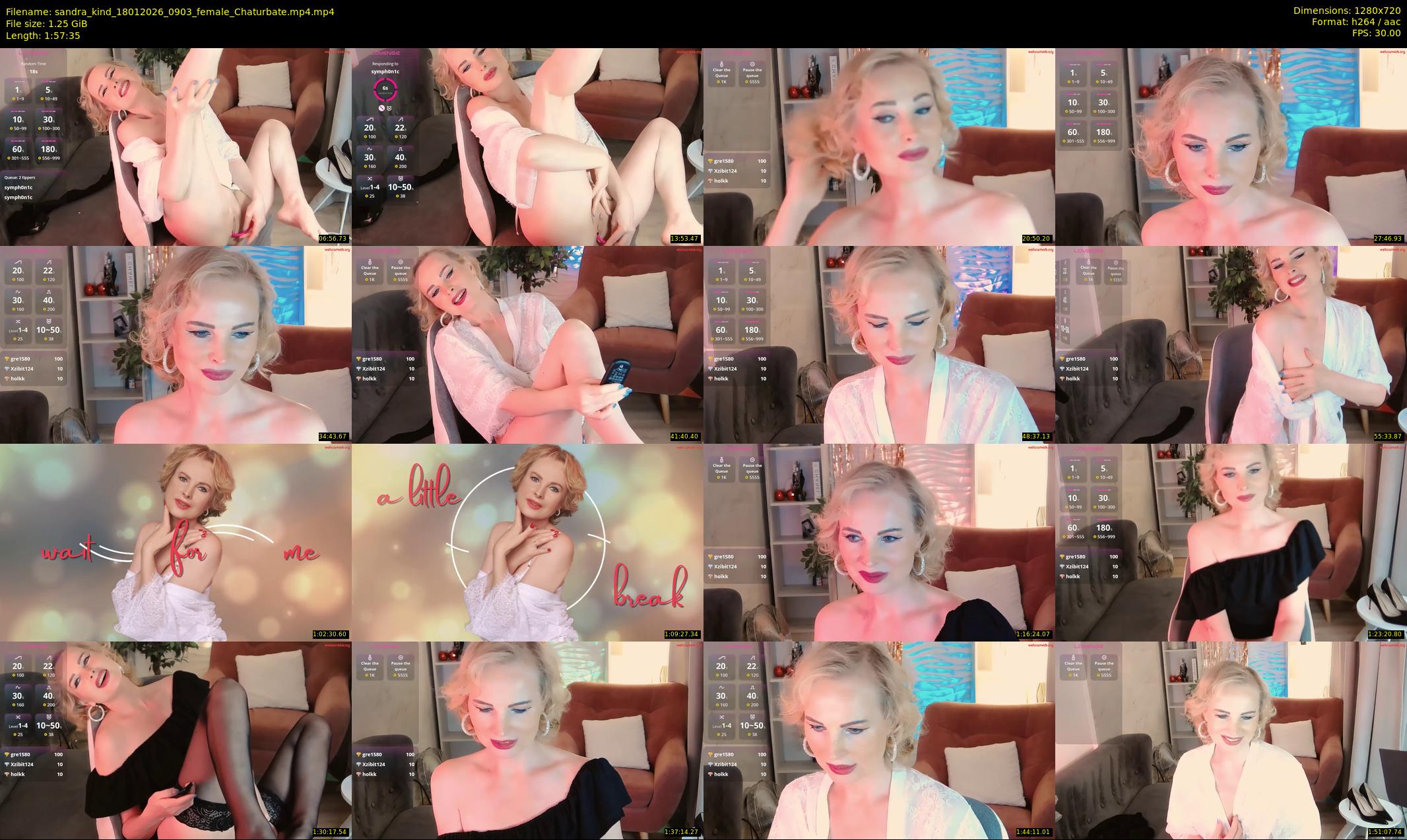 sandra_kind — 118 minute Chaturbate female cam show recording, 720p, Jan 18, 2026