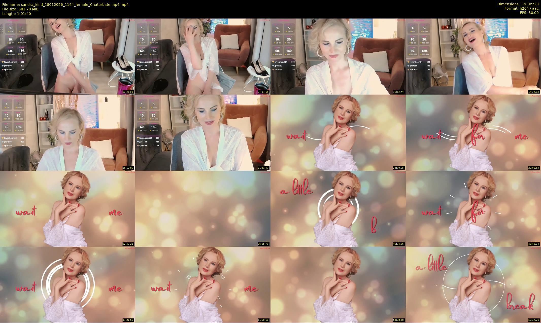 sandra_kind — 62 minute Chaturbate female cam show recording, 720p, Jan 18, 2026