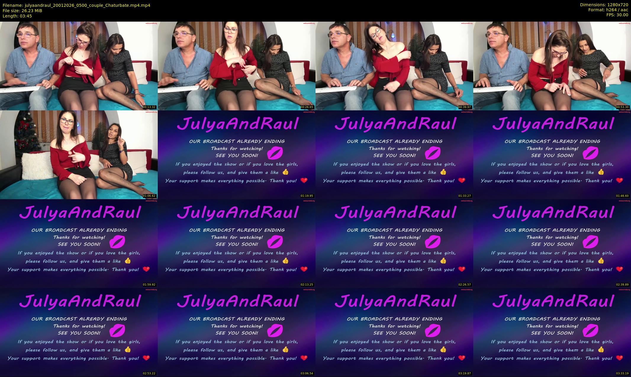 julyaandraul — 4 minute Chaturbate couple cam show recording, 720p, Jan 20, 2026