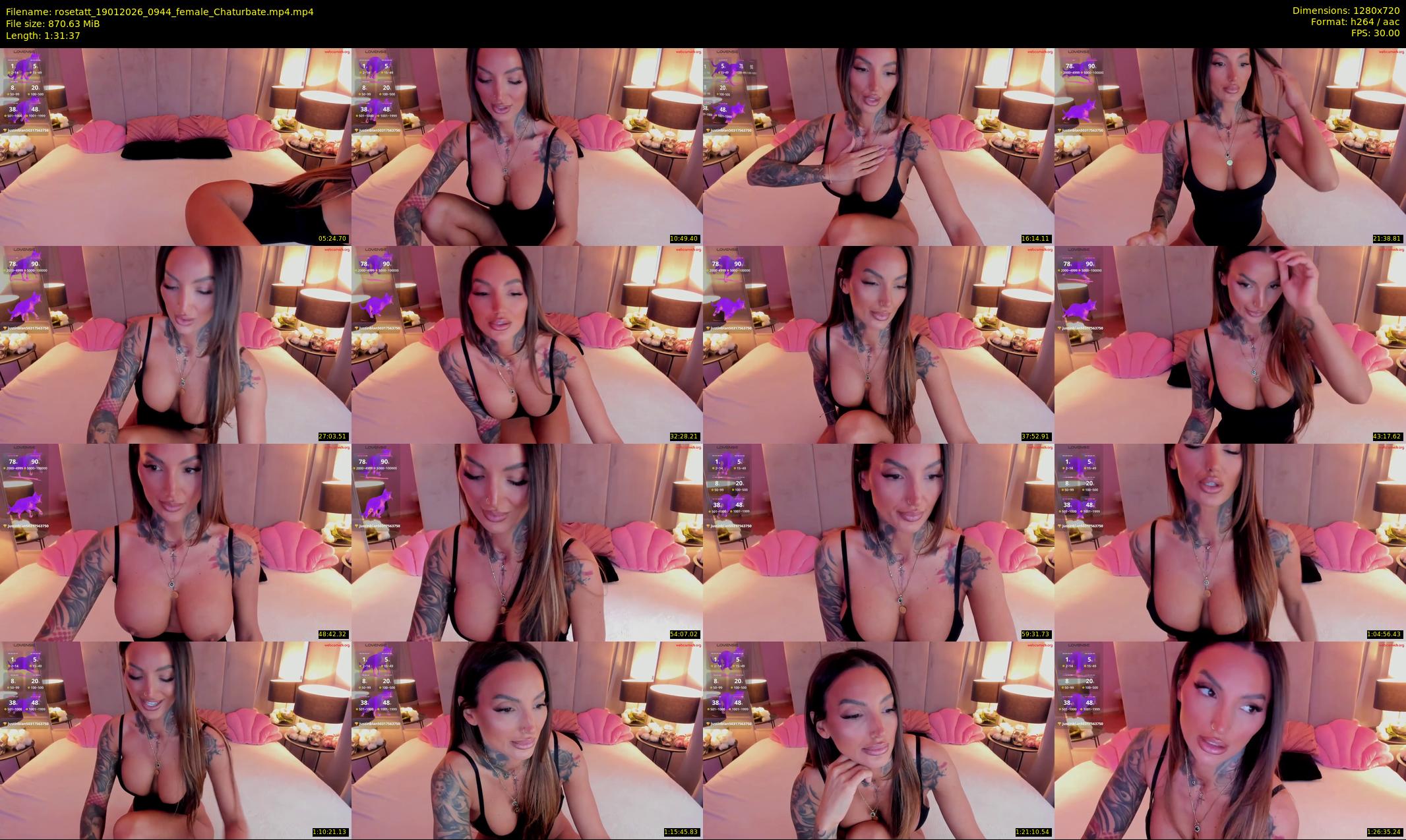 rosetatt — 92 minute Chaturbate female cam show recording, 720p, Jan 19, 2026