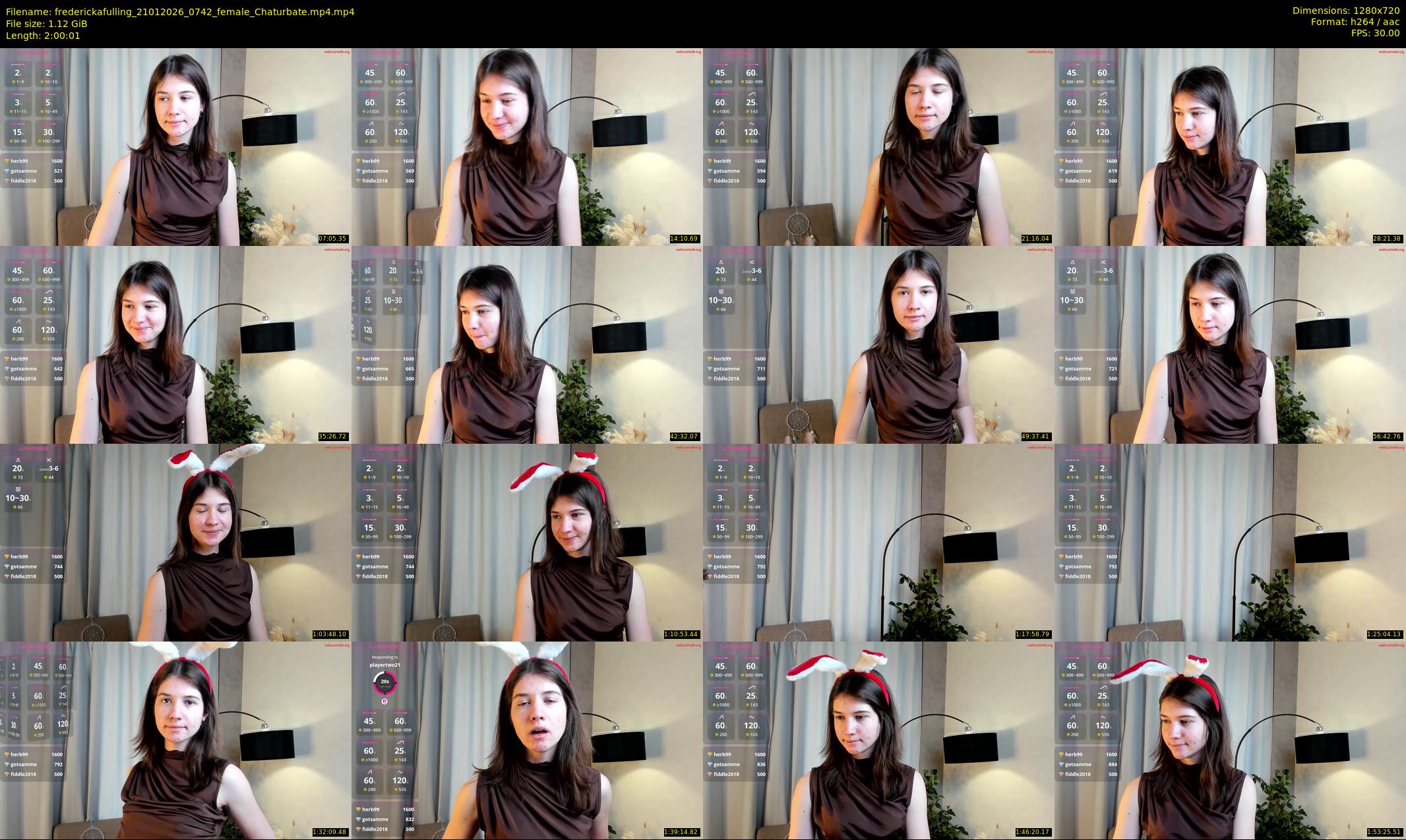 frederickafulling — 121 minute Chaturbate female cam show recording, 720p, Jan 21, 2026