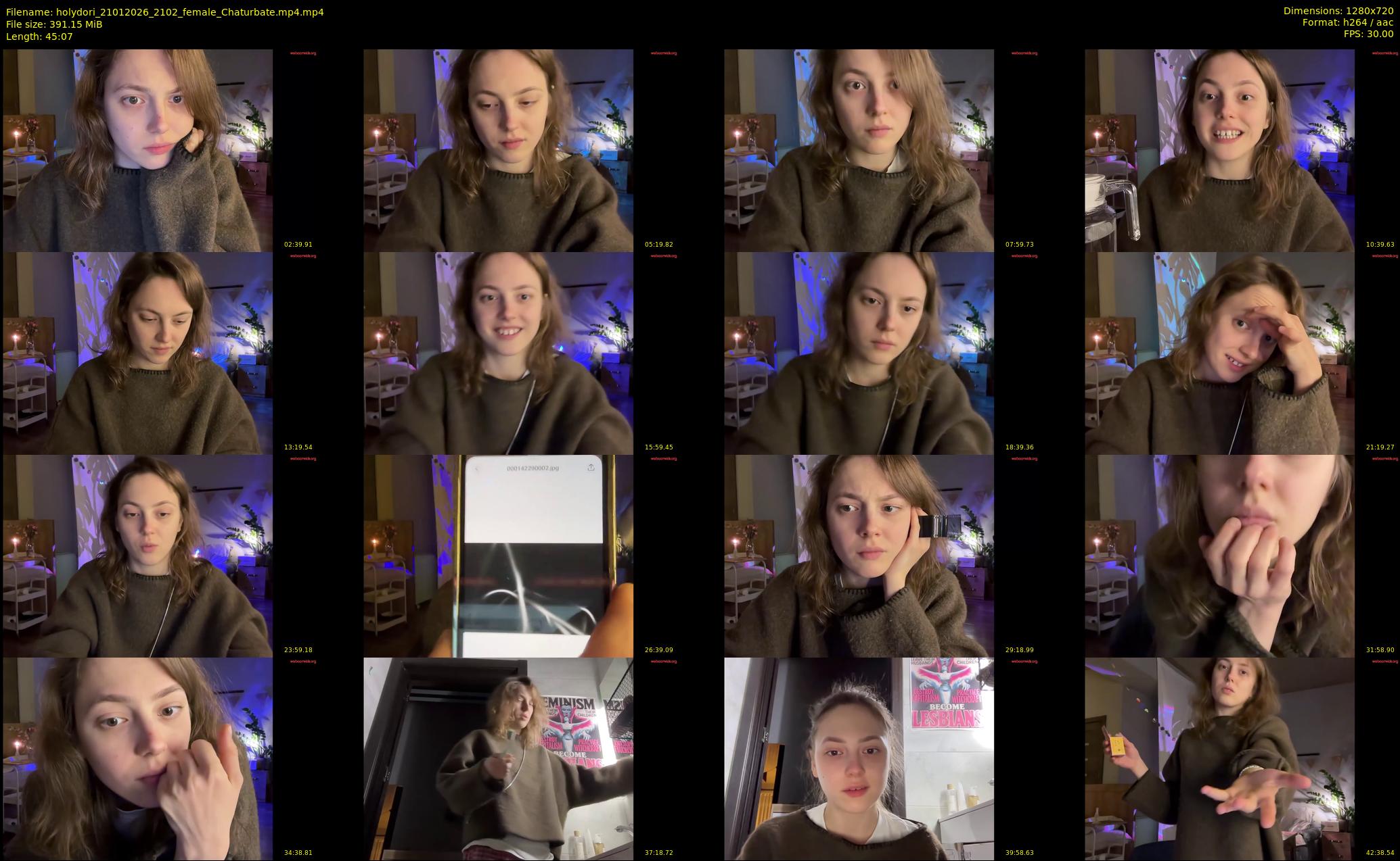 holydori — 46 minute Chaturbate female cam show recording, 720p, Jan 21, 2026