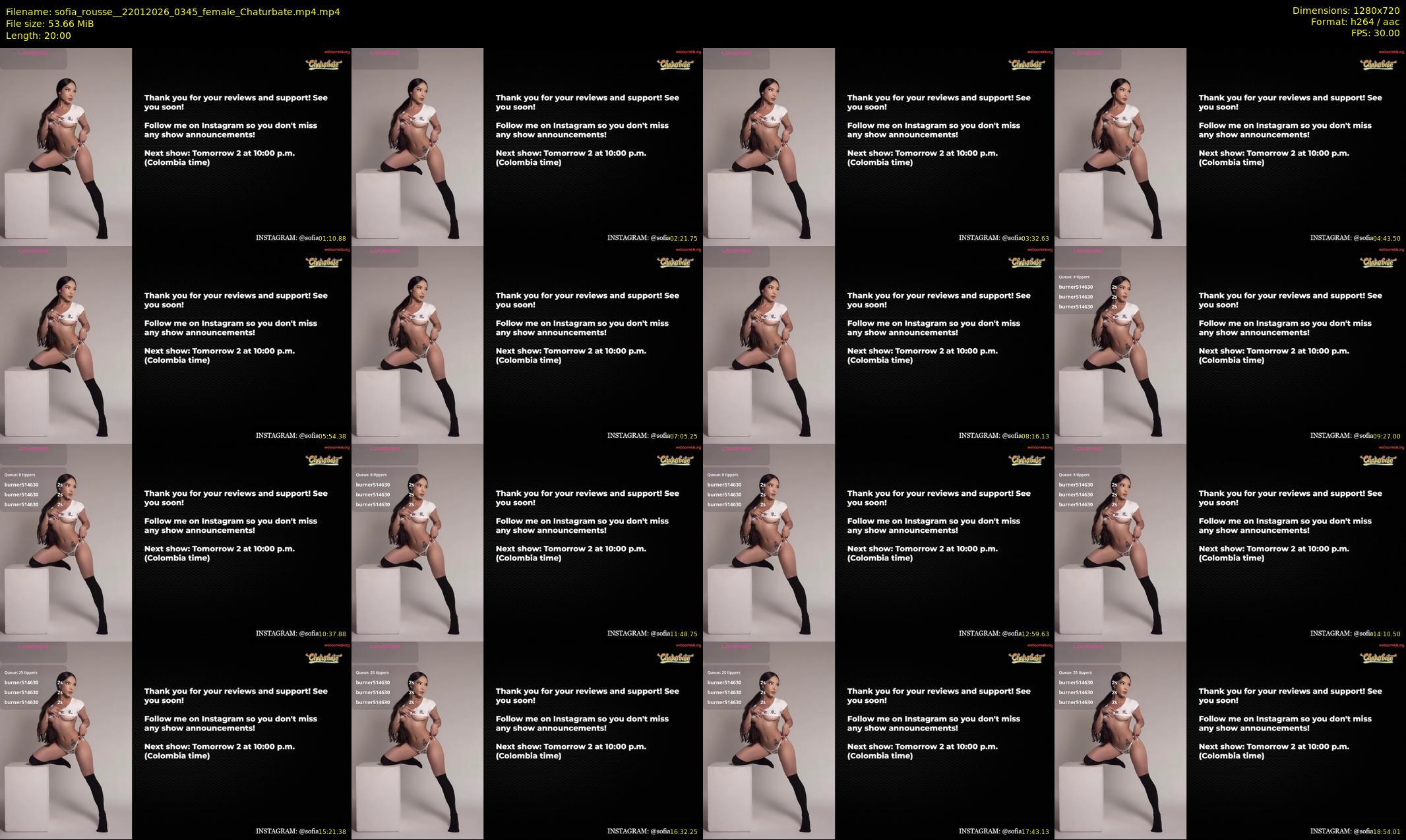 sofia_rousse_ — 20 minute Chaturbate female cam show recording, 720p, Jan 22, 2026