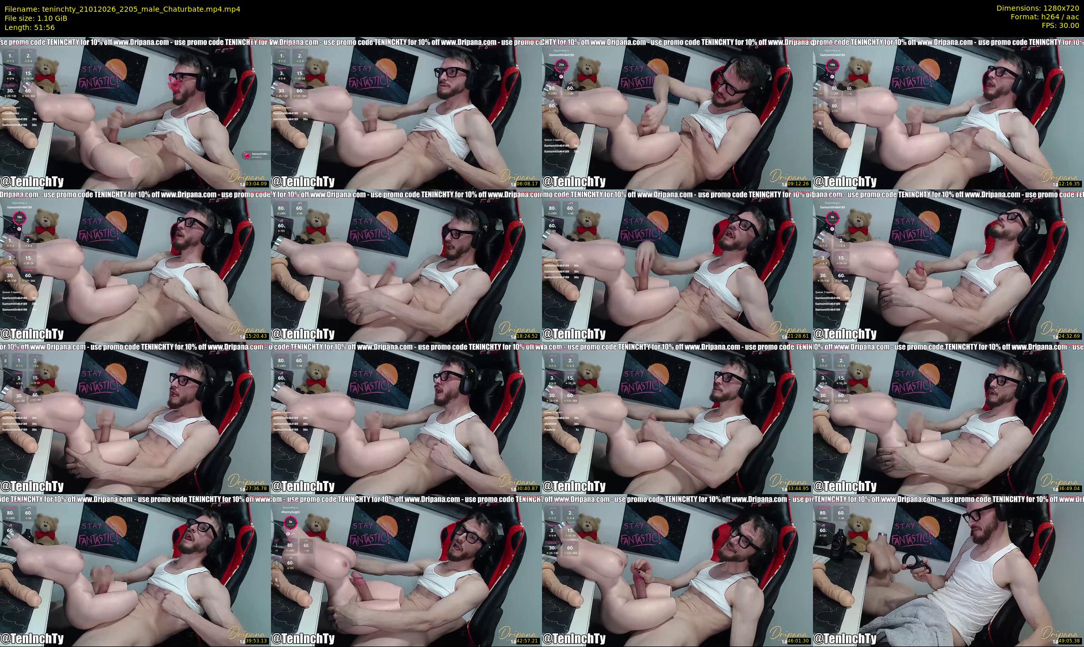 teninchty — 52 minute Chaturbate male cam show recording, 720p, Jan 21, 2026