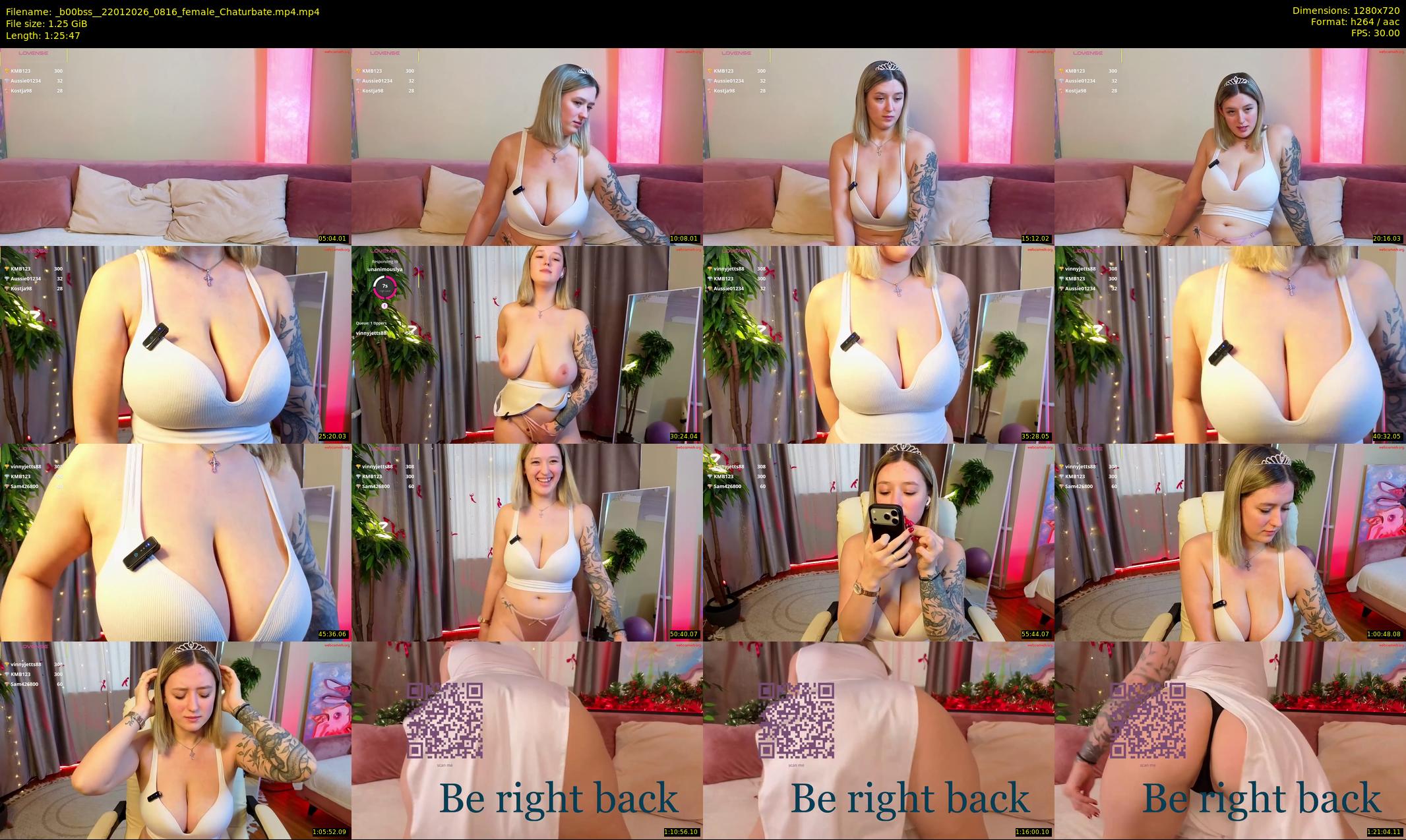 _b00bss_ — 86 minute Chaturbate female cam show recording, 720p, Jan 22, 2026