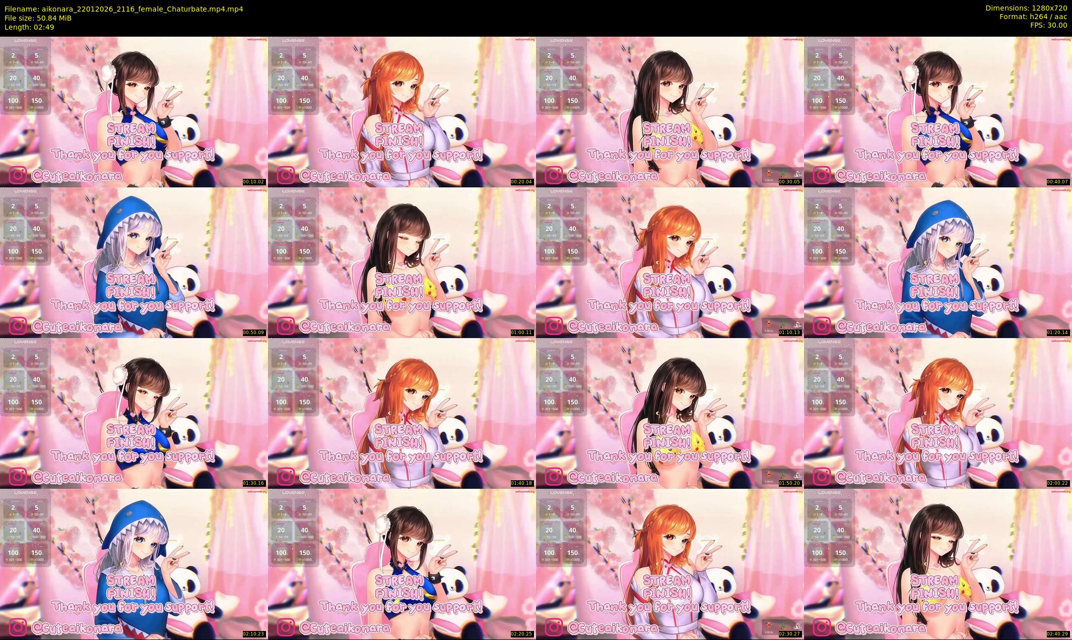aikonara — 3 minute Chaturbate female cam show recording, 720p, Jan 22, 2026