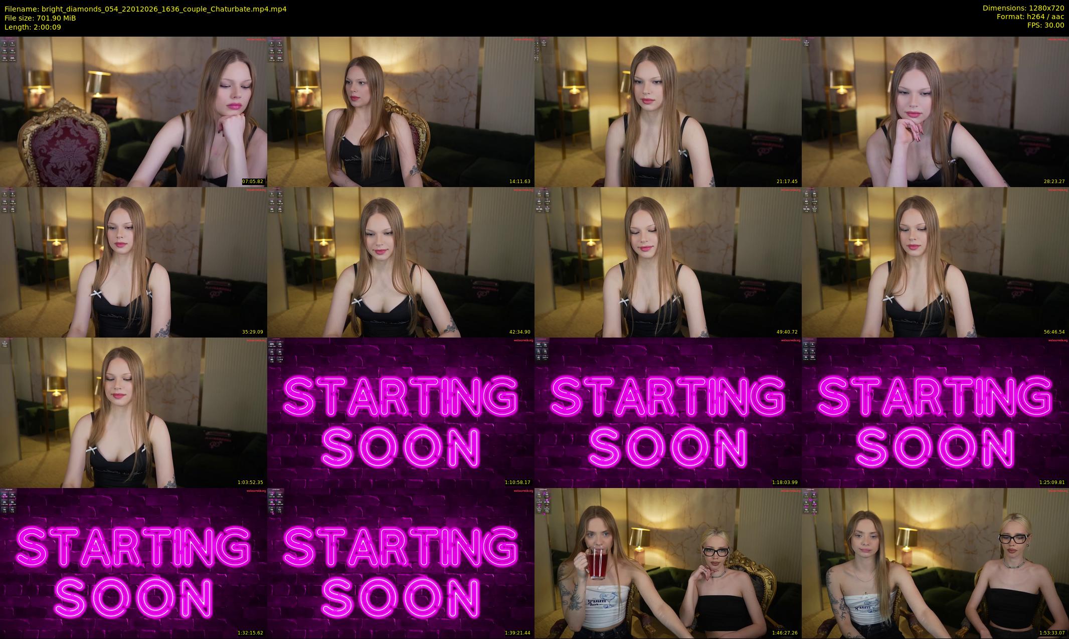 bright_diamonds_054 — 121 minute Chaturbate couple cam show recording, 720p, Jan 22, 2026