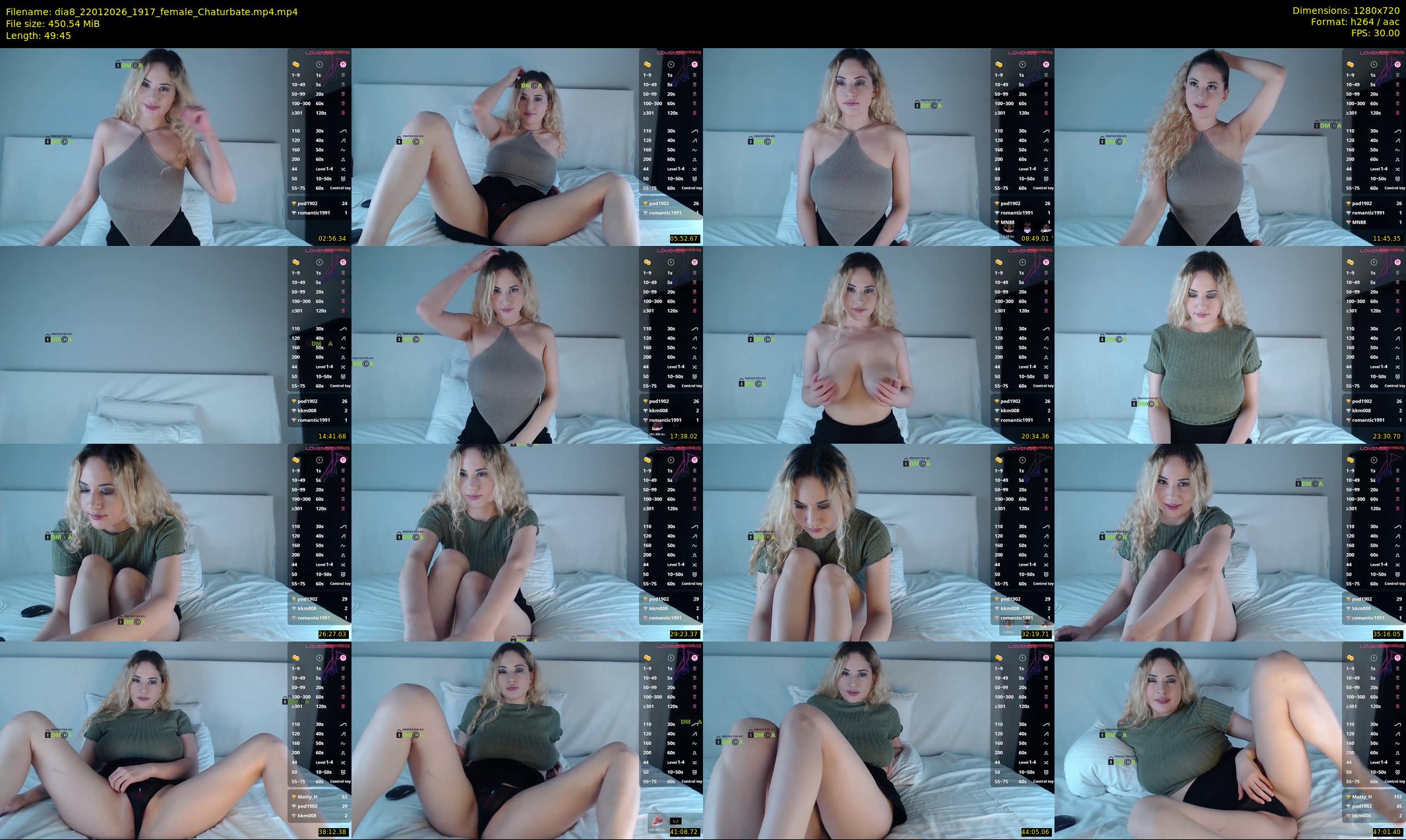 dia8 — 50 minute Chaturbate female cam show recording, 720p, Jan 22, 2026
