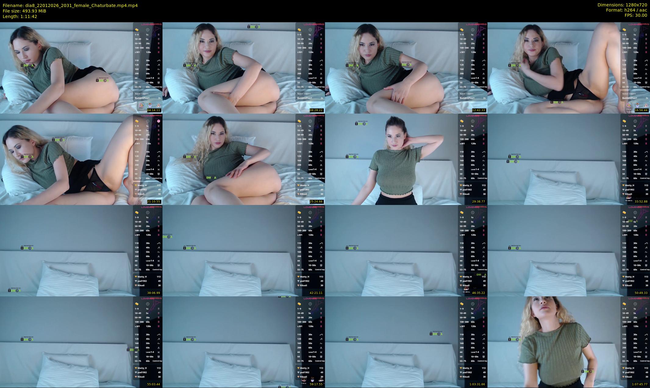 dia8 — 72 minute Chaturbate female cam show recording, 720p, Jan 22, 2026