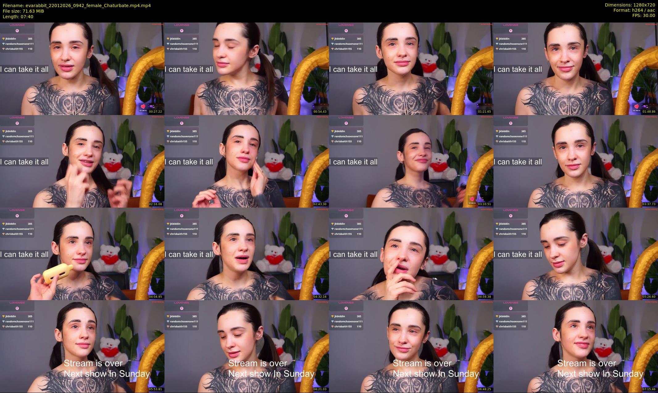 evarabbit — 8 minute Chaturbate female cam show recording, 720p, Jan 22, 2026