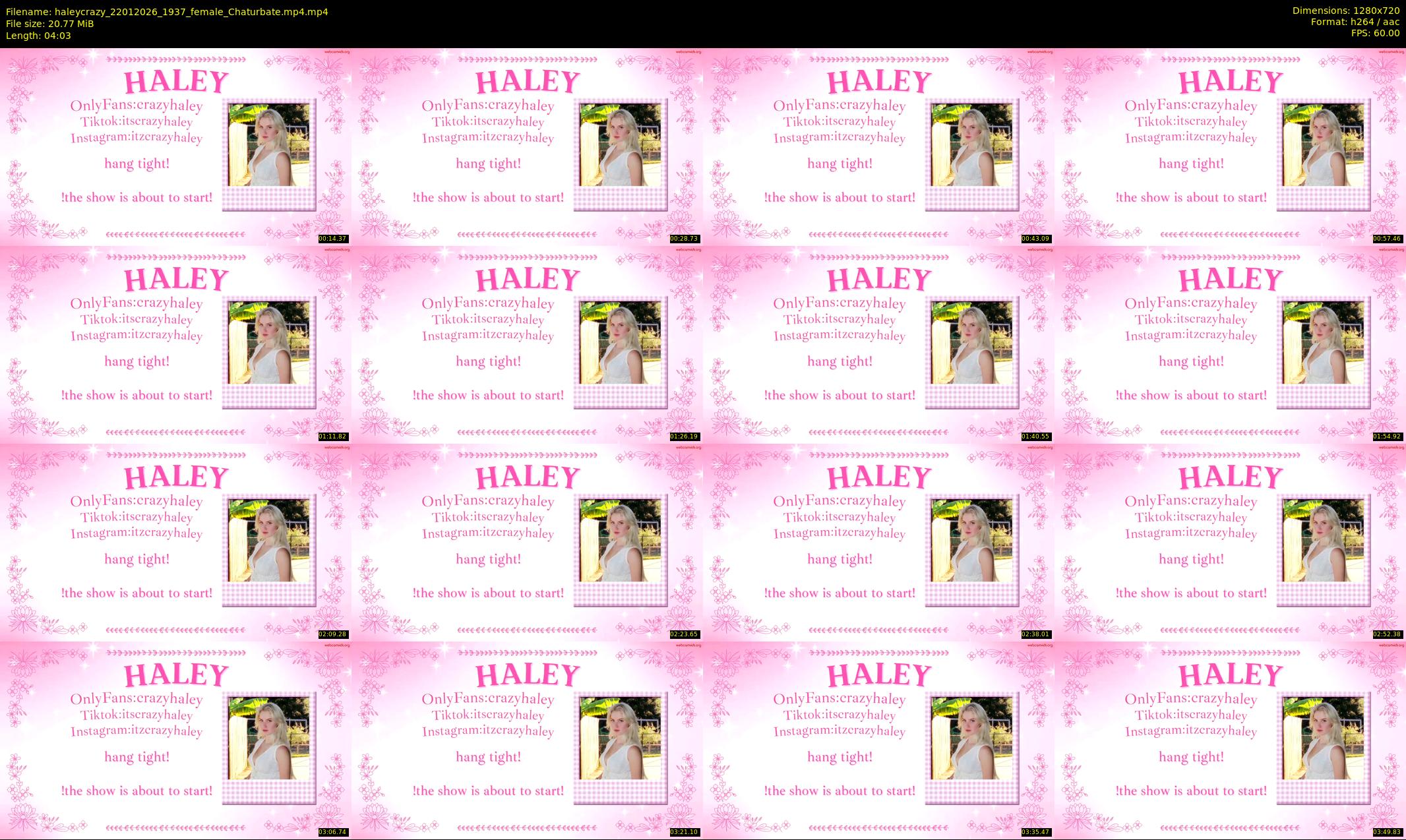 haleycrazy — 5 minute Chaturbate female cam show recording, 720p, Jan 22, 2026