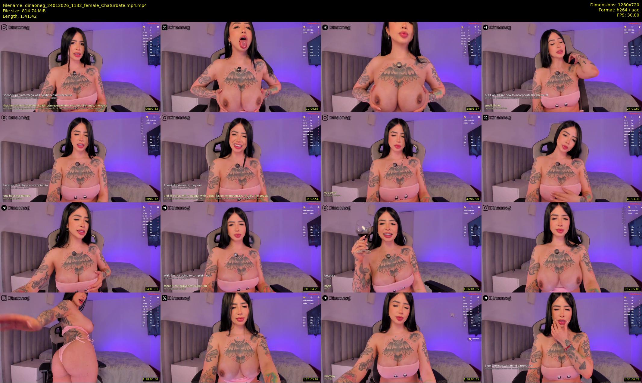 dinaoneg — 102 minute Chaturbate female cam show recording, 720p, Jan 24, 2026